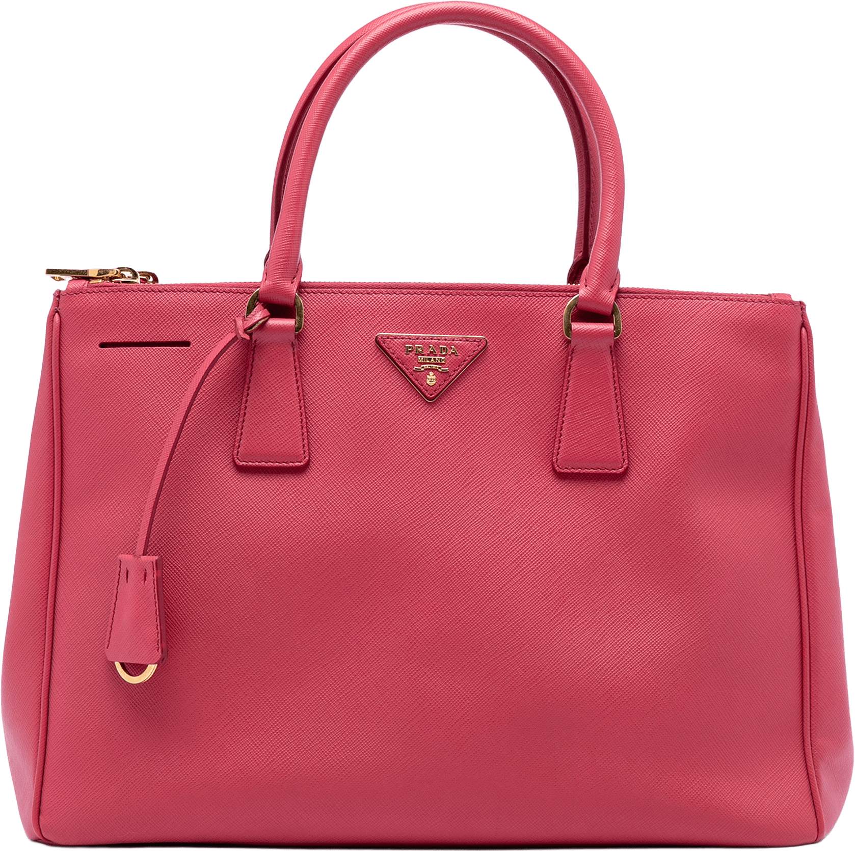 Prada Medium Saffiano Lux Galleria Double Zip Tote, från Luxclusif, i färgen hot pink.