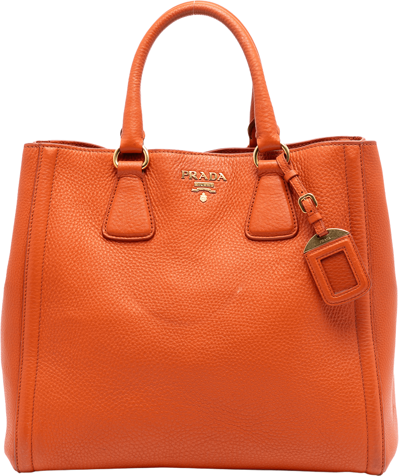 Prada Vitello Daino Open Convertible Tote, från Luxclusif, i färgen orange.