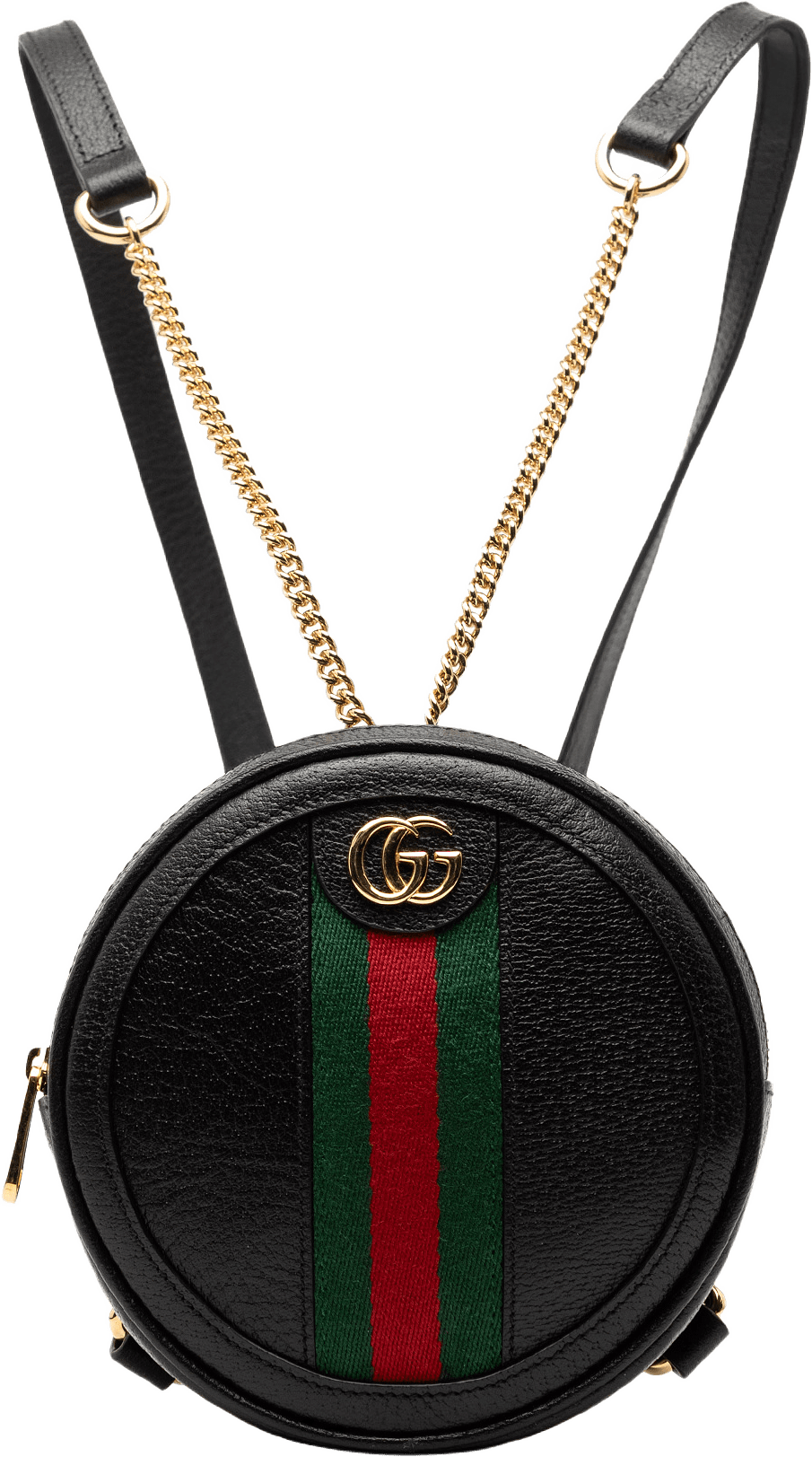 Gucci Mini Leather Round Ophidia Backpack, från Luxclusif, i färgen black.