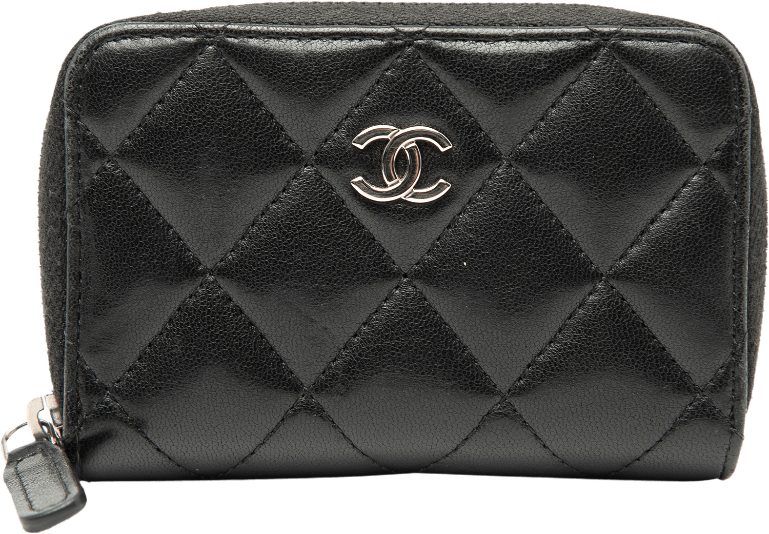 Chanel Cc Quilted Lambskin Zip Coin Pouch, från Luxclusif, i färgen black.