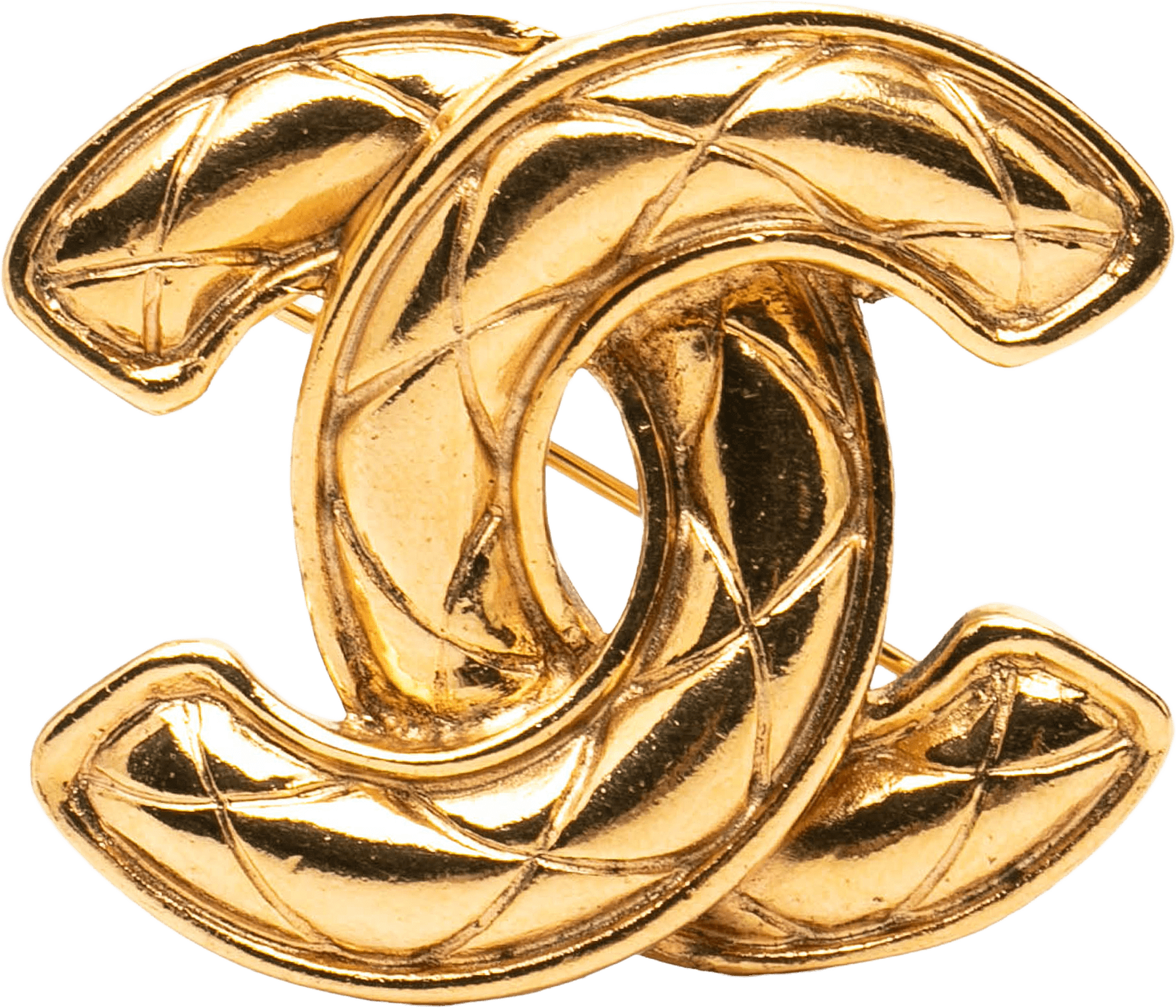 Chanel Cc Gold Plated Quilted Brooch, från Luxclusif, i färgen gold.