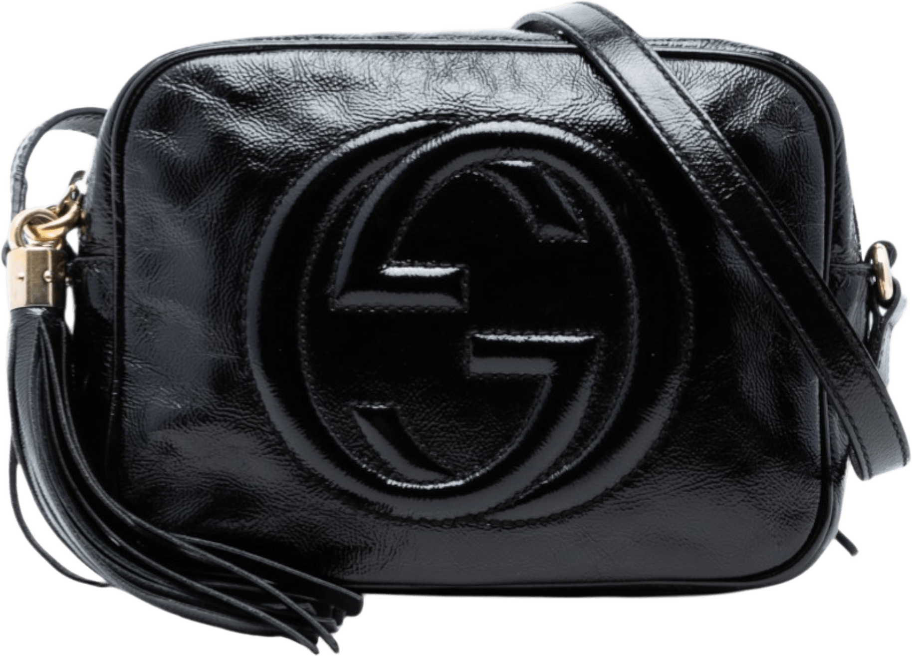 Gucci Patent Soho Disco Crossbody, från Luxclusif, i färgen black.