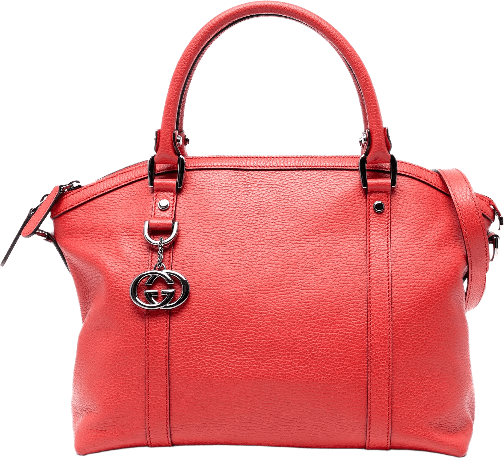 Gucci Leather Gg Charm Dome Satchel, från Luxclusif, i färgen red.