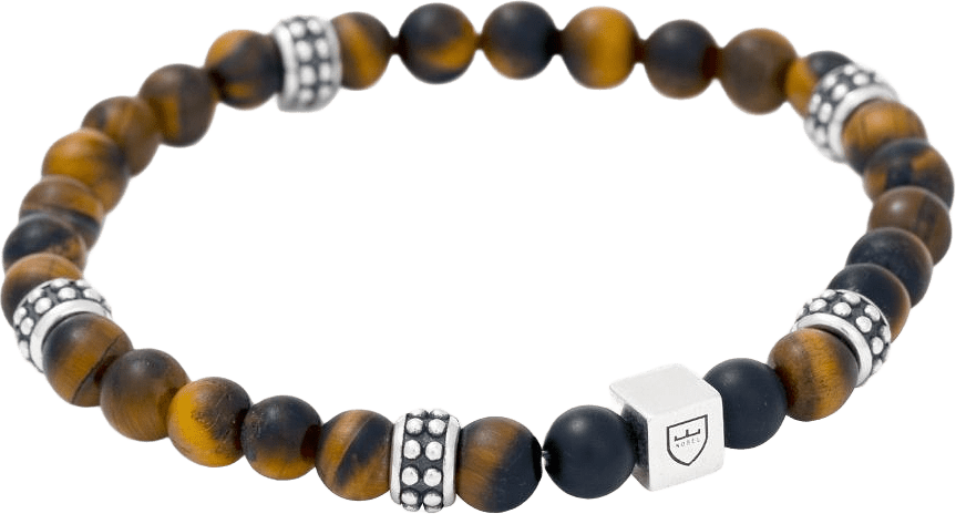 Silver/beadsarmband | tigeröga/onyx | Nobel By Billgren, från by BILLGREN, i färgen brun, svart & silver.