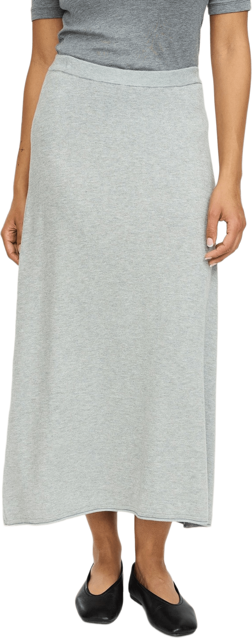 Srmarla Midi Skirt Knit - Light Grey Melange, från Soft Rebels, i färgen light grey melange.