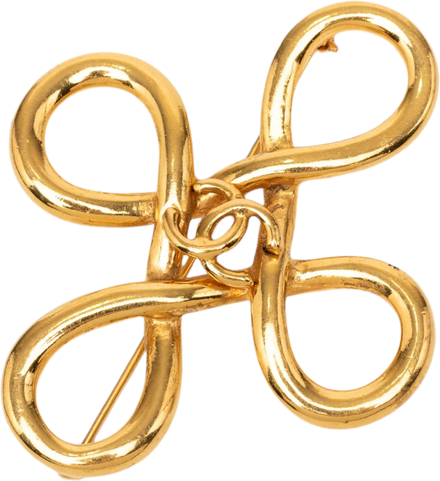 Chanel Cc Gold Plated Infinity Brooch, från Luxclusif, i färgen gold.