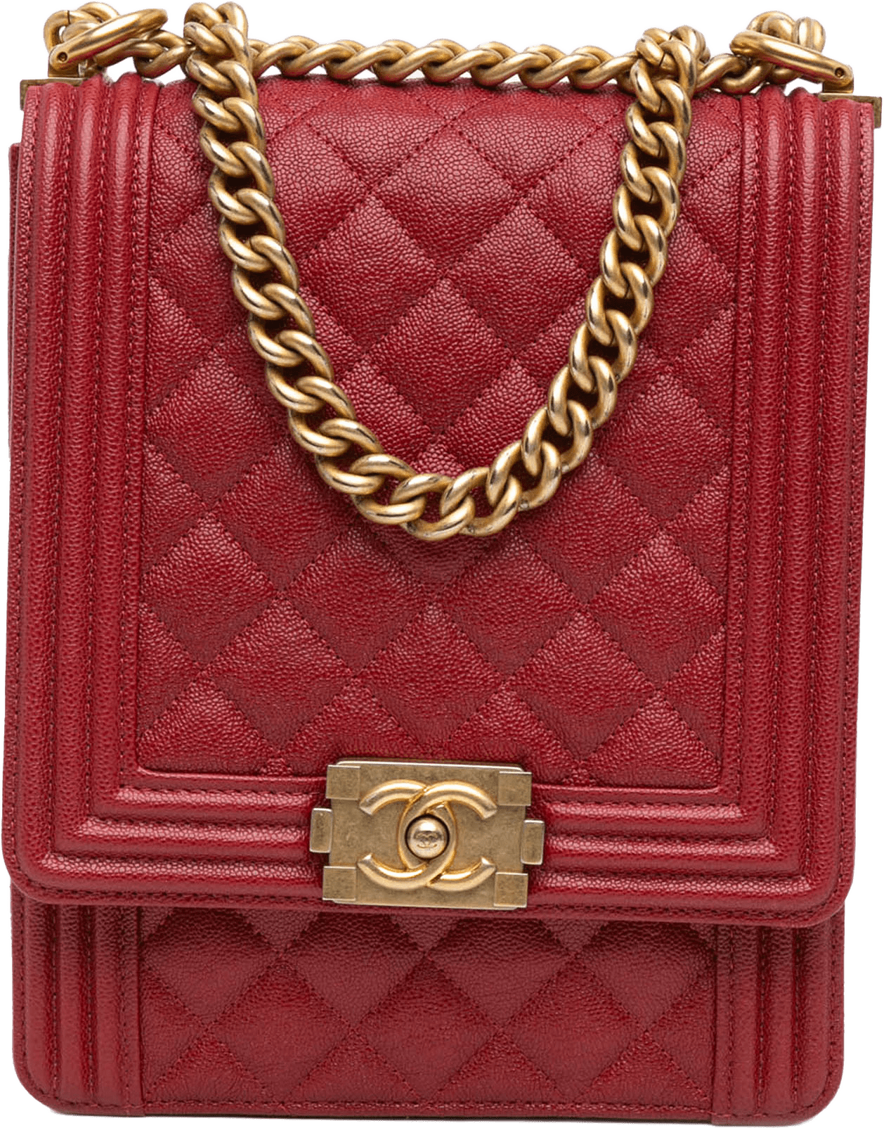 Chanel Quilted Caviar North South Boy Flap