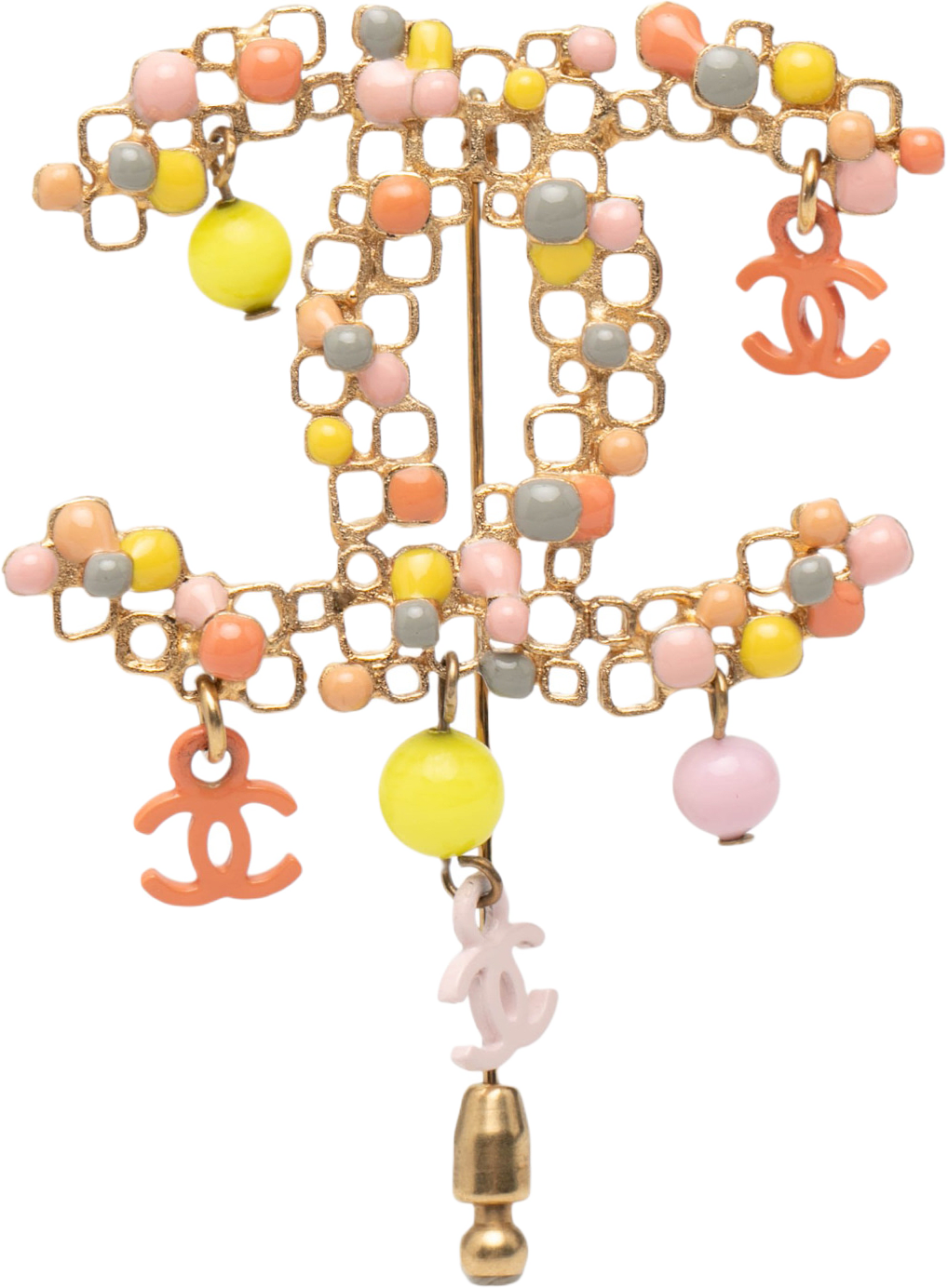 Chanel Gold Plated Resin Beads Cc Charms Brooch, från Luxclusif, i färgen gold.