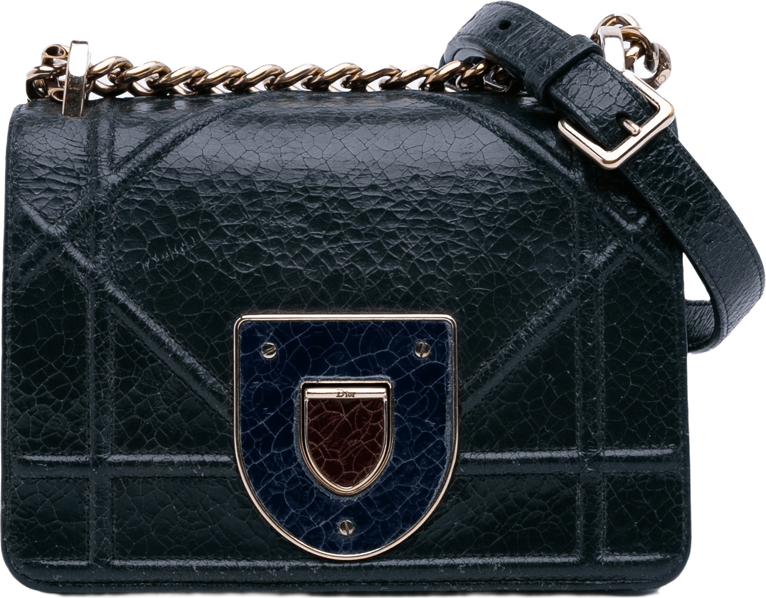 Dior Mini Crackled Deerskin Diorama Flap, från Luxclusif, i färgen charcoal.
