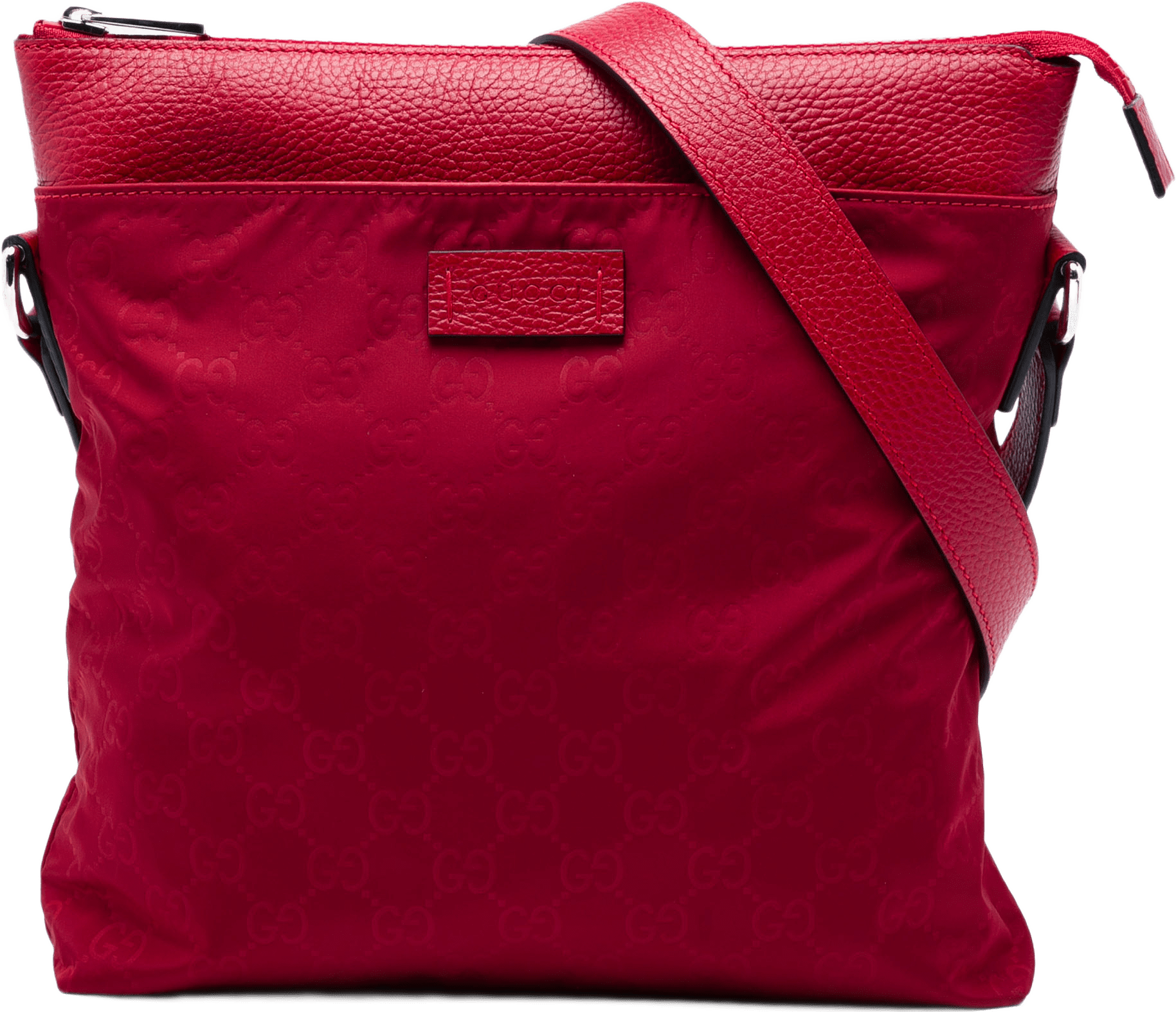 Gucci Gg Nylon Flat Messenger Bag, från Luxclusif, i färgen röd.