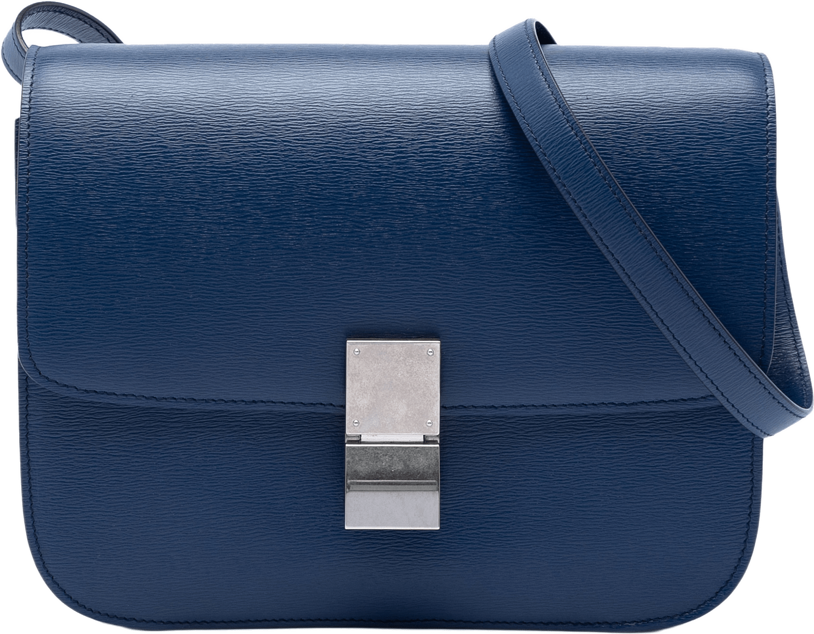 Celine Medium Calfskin Classic Box, från Luxclusif, i färgen blue.