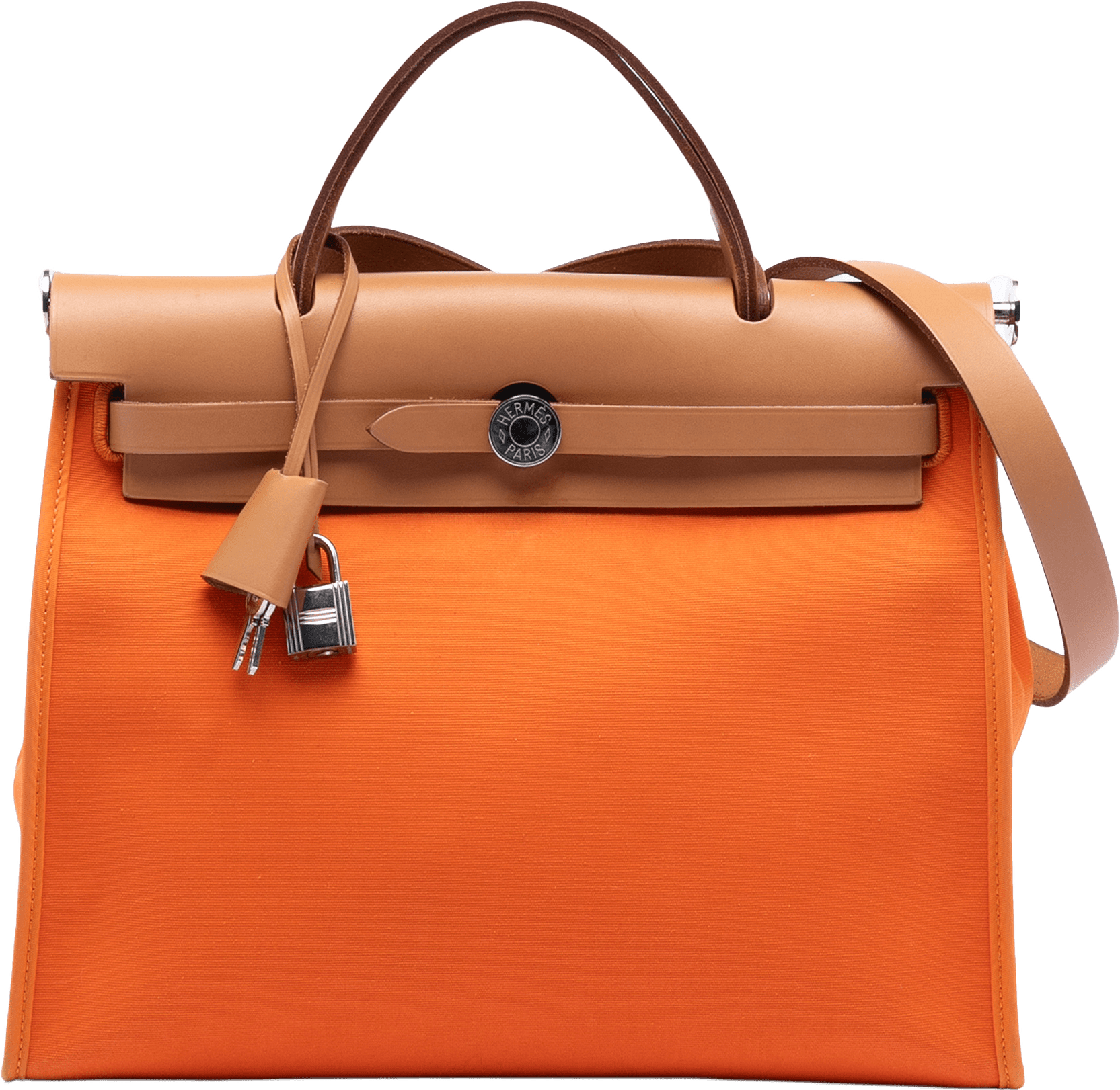 Hermès Toile Herbag Zip 31, från Luxclusif, i färgen orange.