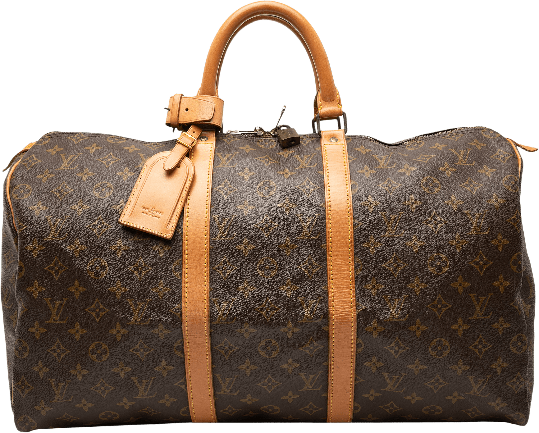 Louis Vuitton Monogram Keepall 50, från Luxclusif, i färgen brown.