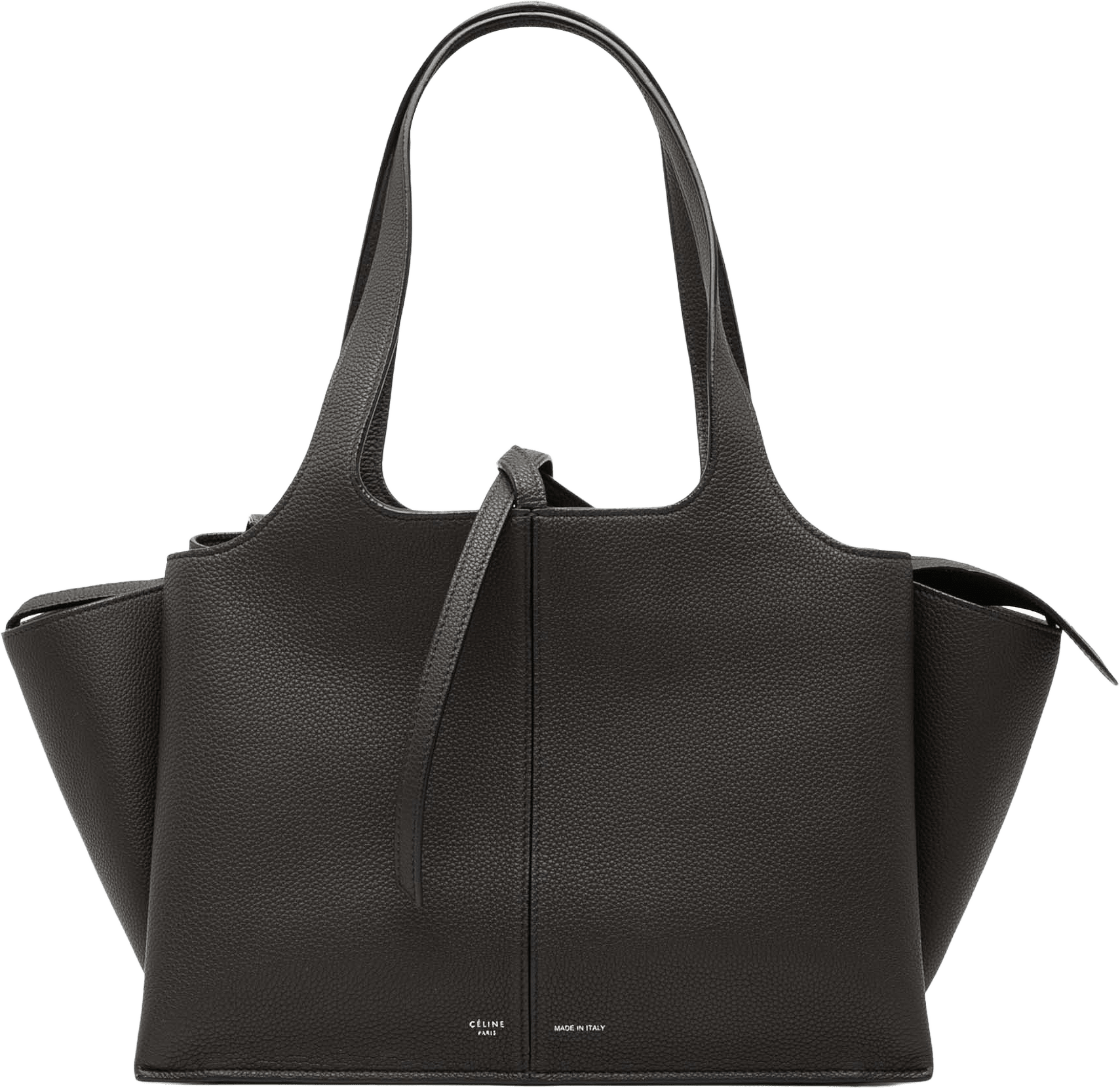 Celine Medium Grained Calfskin Trifold Tote, från Luxclusif, i färgen dark gray.