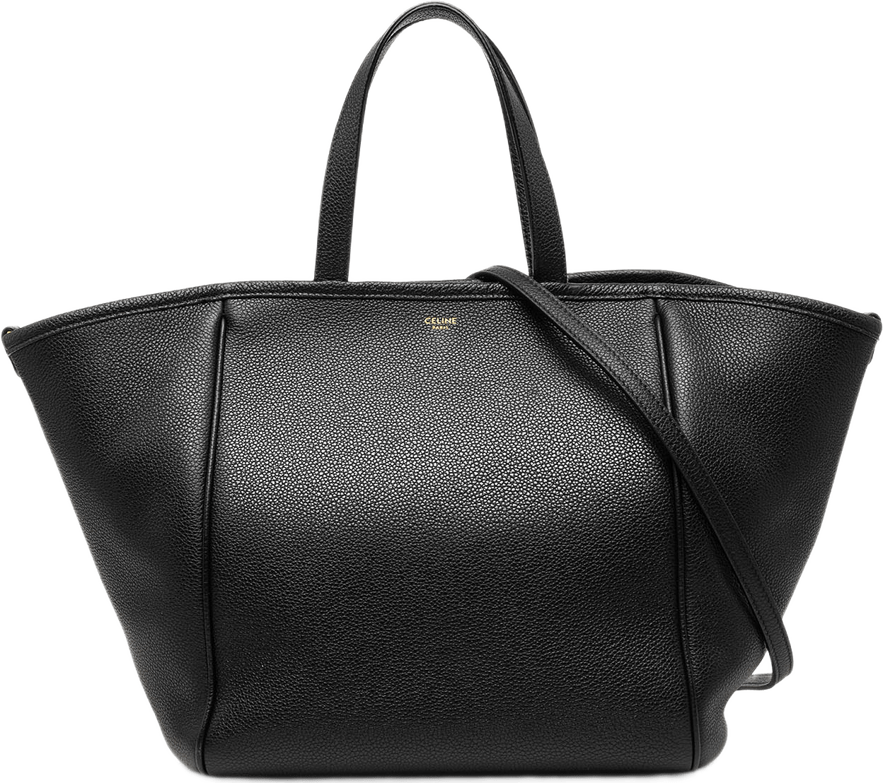 Celine Small Grained Calfskin Folded Cabas Tote, från Luxclusif, i färgen black.