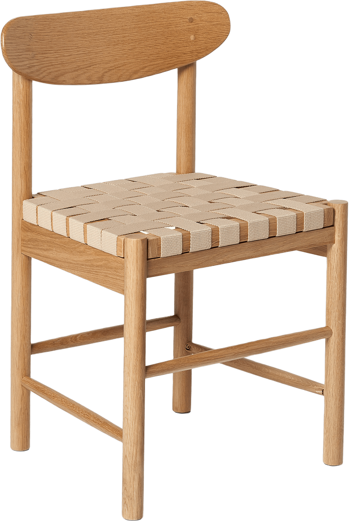 Matstol med flätad sits i sadelgjord ALMA, från Åhléns Home, i färgen Oak.