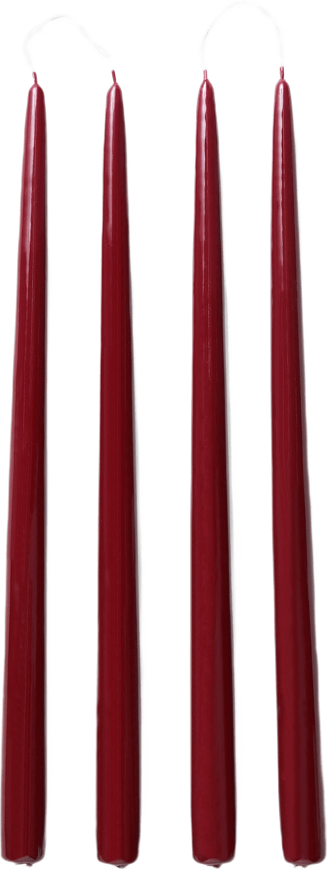 Lackade ljus, 4-pack, från Åhléns Home, i färgen Bordeaux Red.