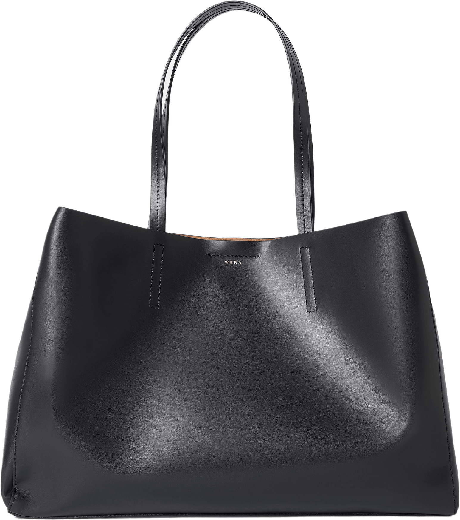 Toteväska i skinn PINZA, från Wera, i färgen Black/Beige.