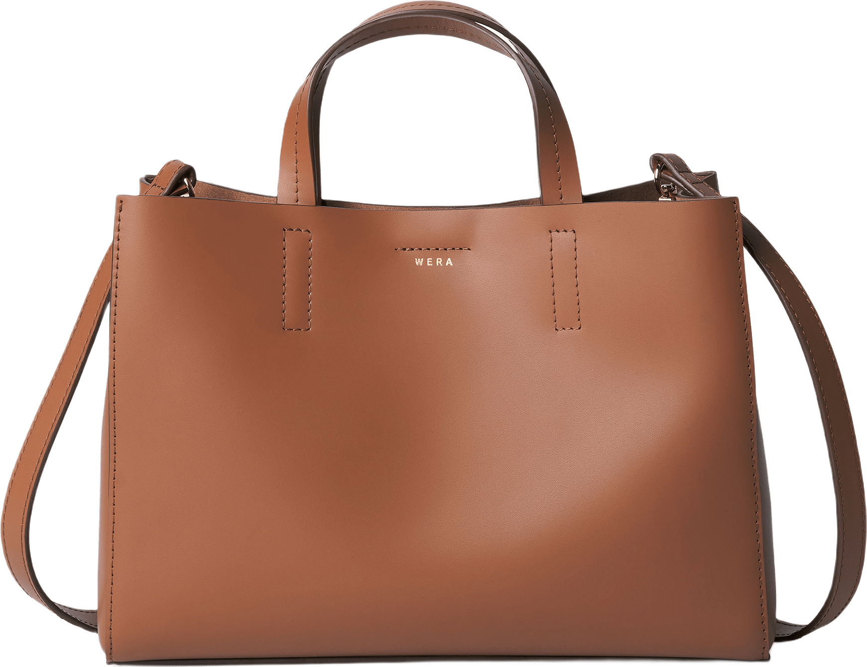 Liten toteväska i skinn PINZA, från Wera, i färgen Cognac 2.