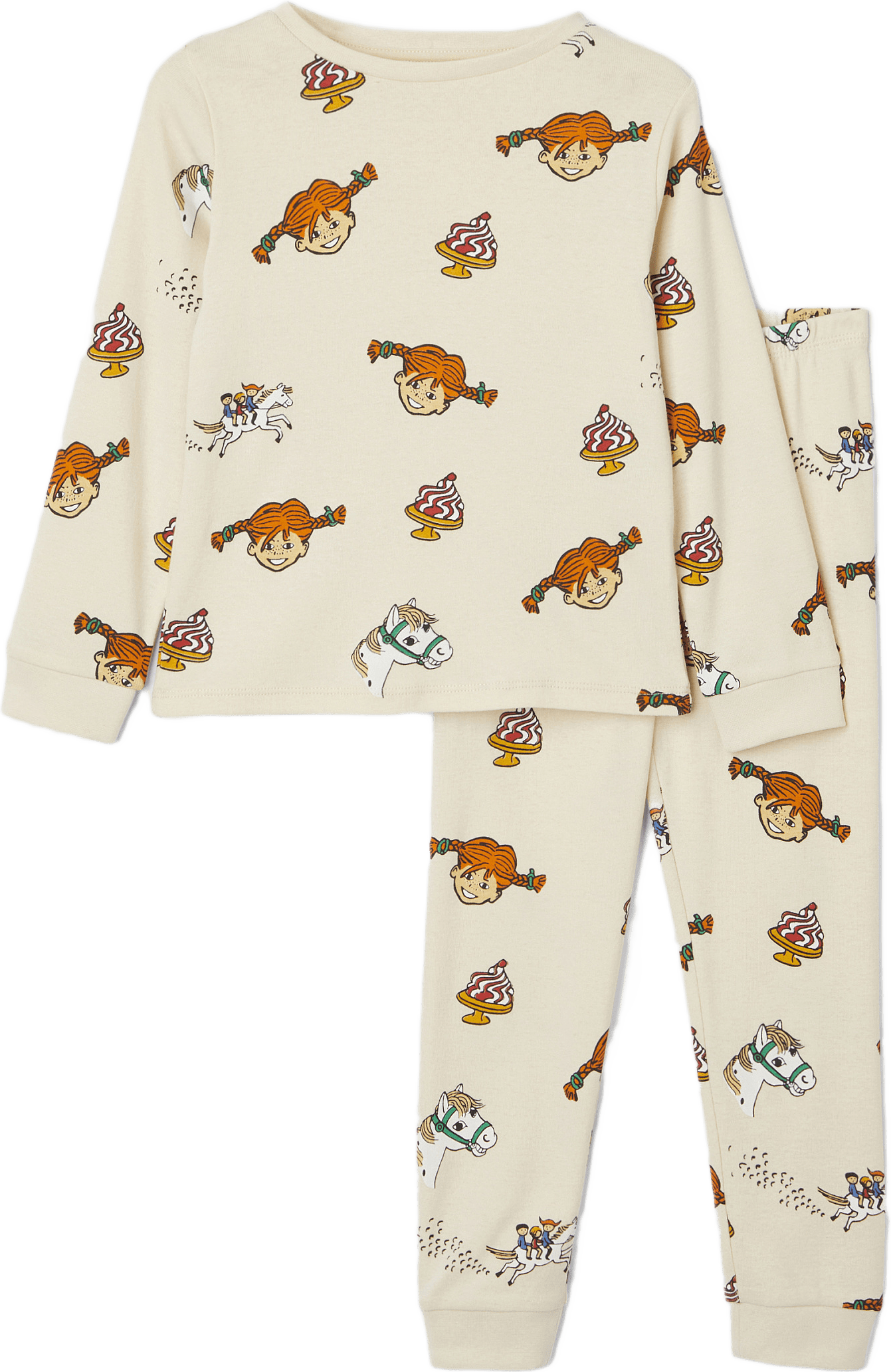 Pippi Långstrump-pyjamas NILSSON, från PIPPI, i färgen Offwhite.