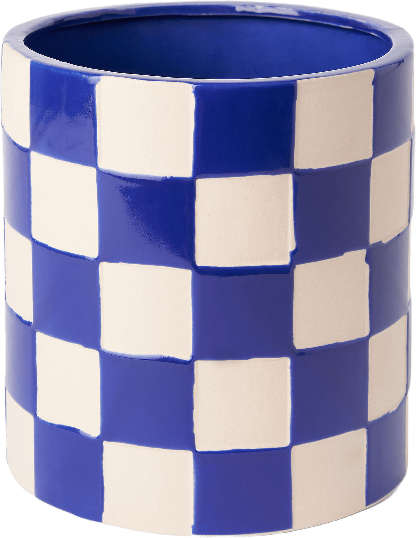 Schackrutig kruka 19 cm, från Designtorget, i färgen Blue.