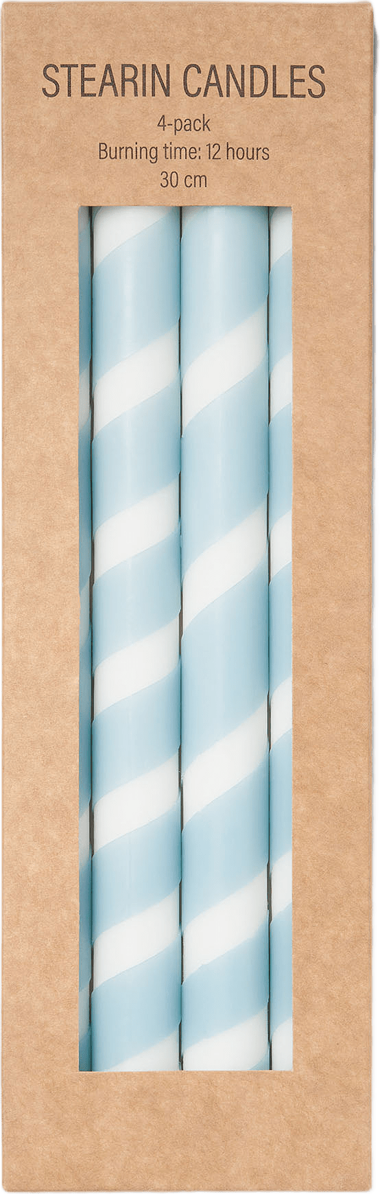 Stearinljus med twistat mönster SPIRELLO 4-pack, från Designtorget, i färgen Light Blue.