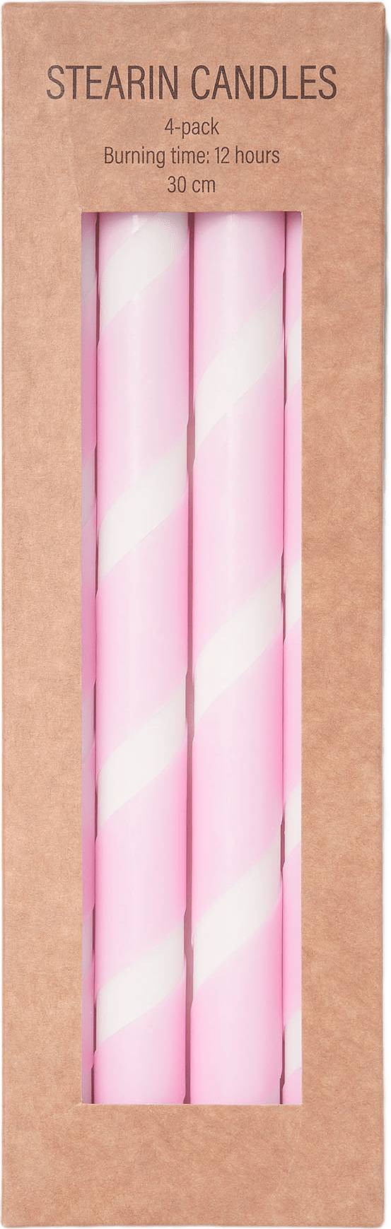 Stearinljus med twistat mönster SPIRELLO 4-pack, från Designtorget, i färgen Light Pink.