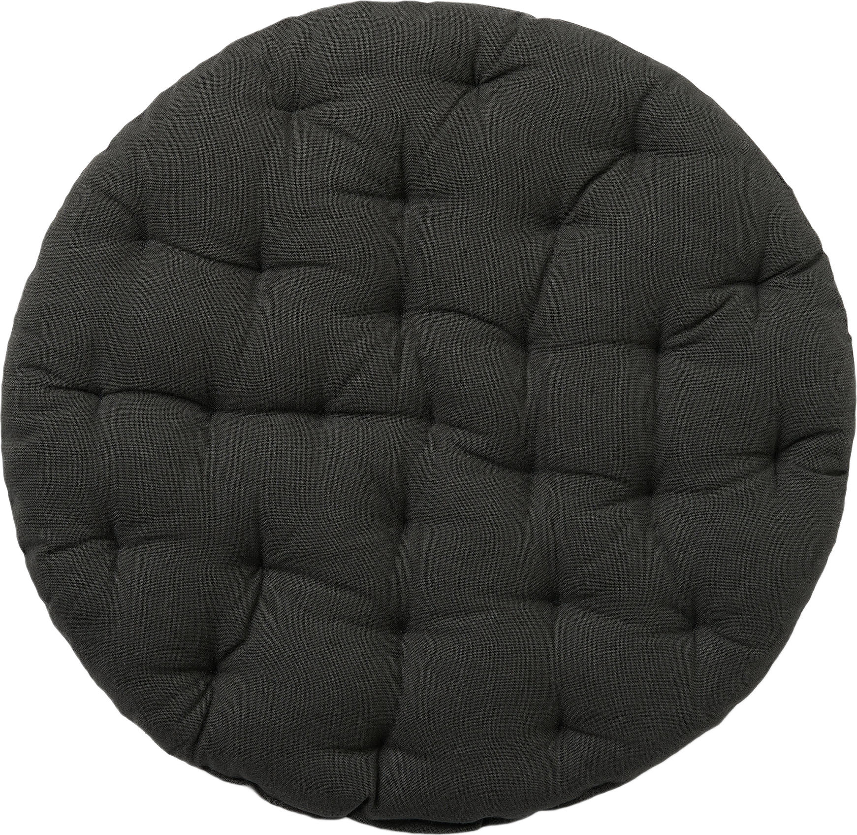 Rund sittdyna PINCHED 40 cm, från Åhléns Home, i färgen Dk Grey.