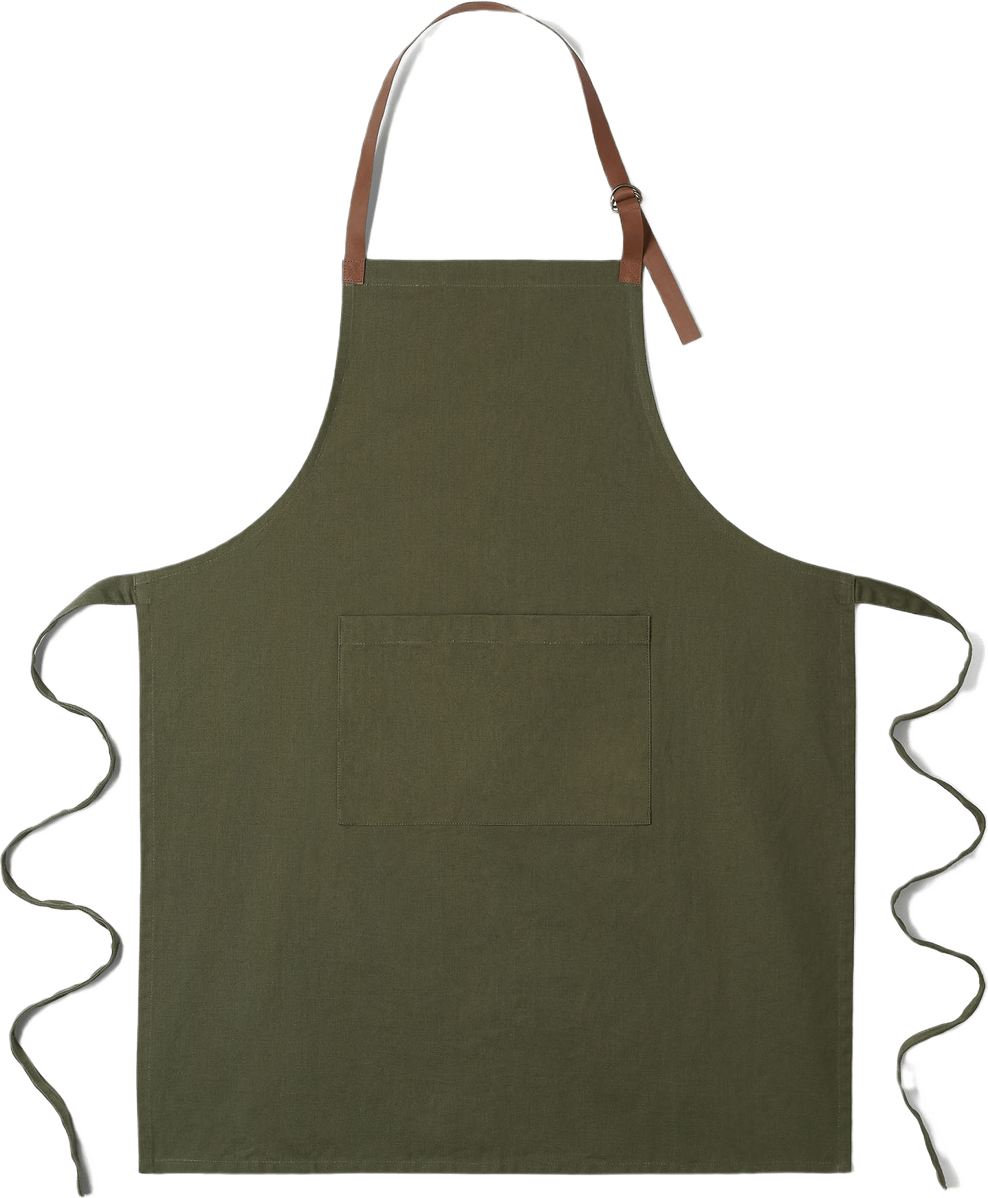 Förkläde med skinndetaljer MADS, från Åhléns Home, i färgen Olive.