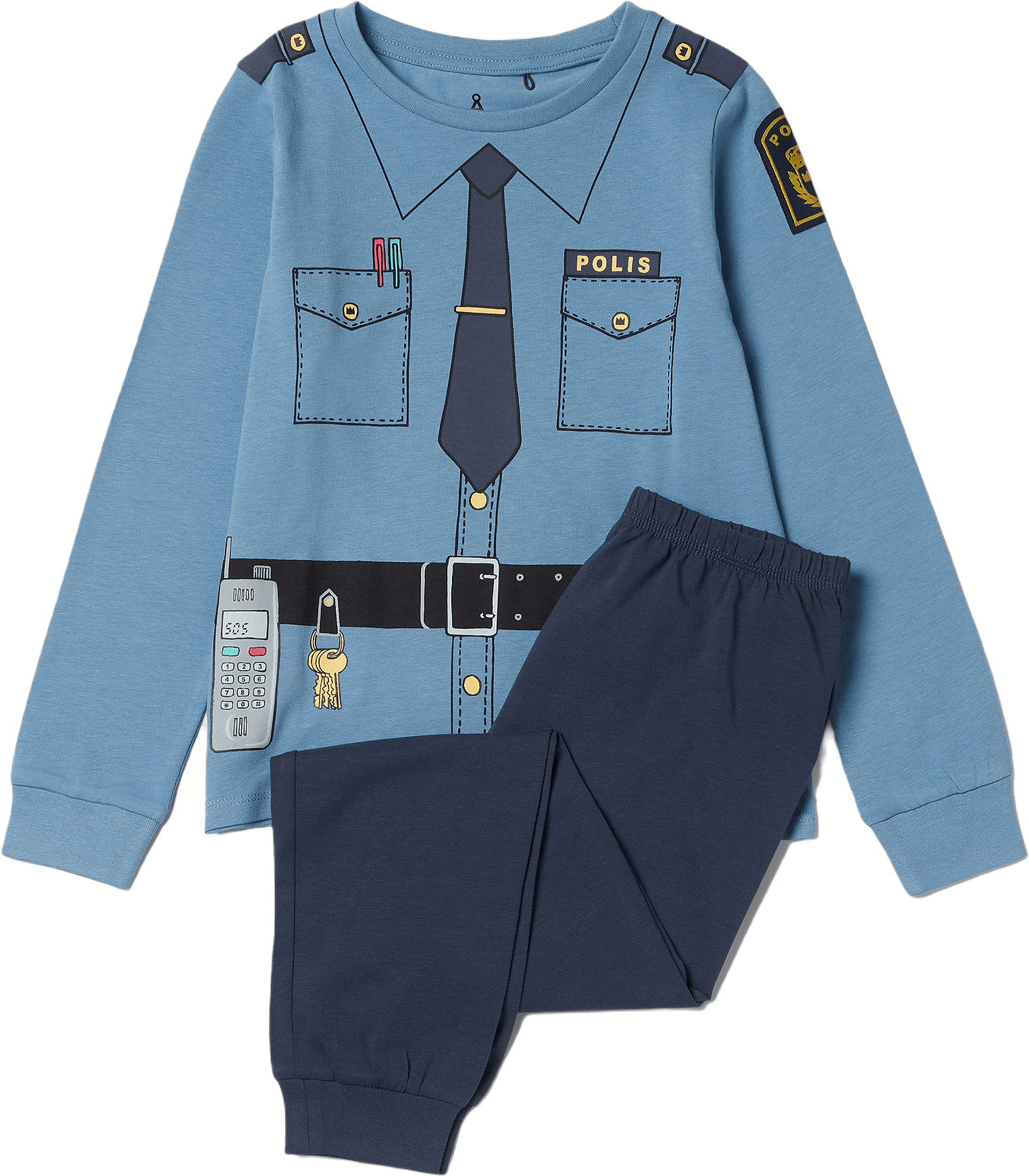 Mönstrad pyjamas PEAR, från Å KIDS, i färgen Blue/Blue.
