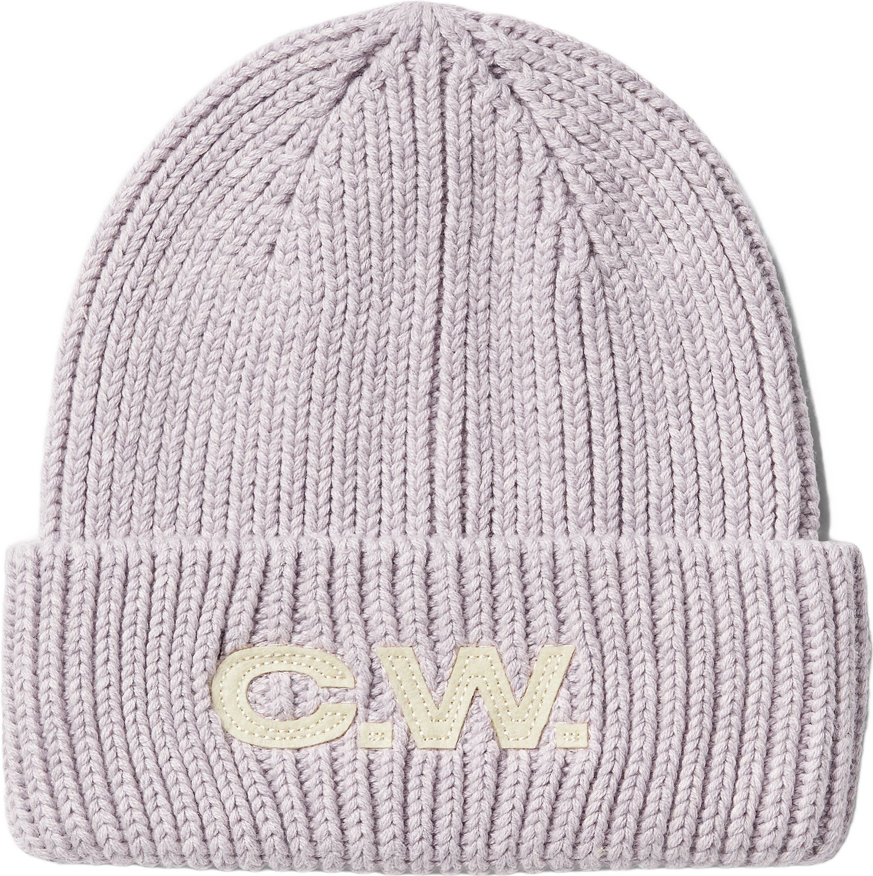 Ribbstickad ullmössa med logga TALIA, från Carin Wester, i färgen Lt Lilac.