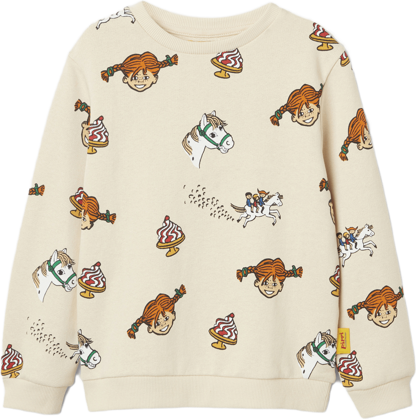 Pippi Långstrump-tröja LYCKA, från PIPPI, i färgen Offwhite.