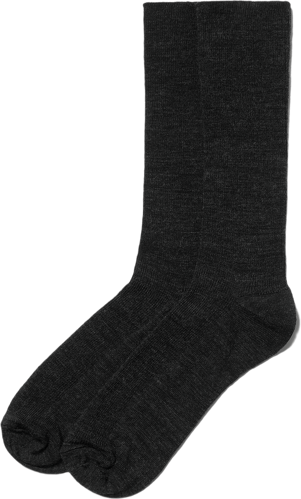 Ribbade strumpor i merinoull, 2-pack, från Å WOMAN, i färgen Dark Grey Mel.