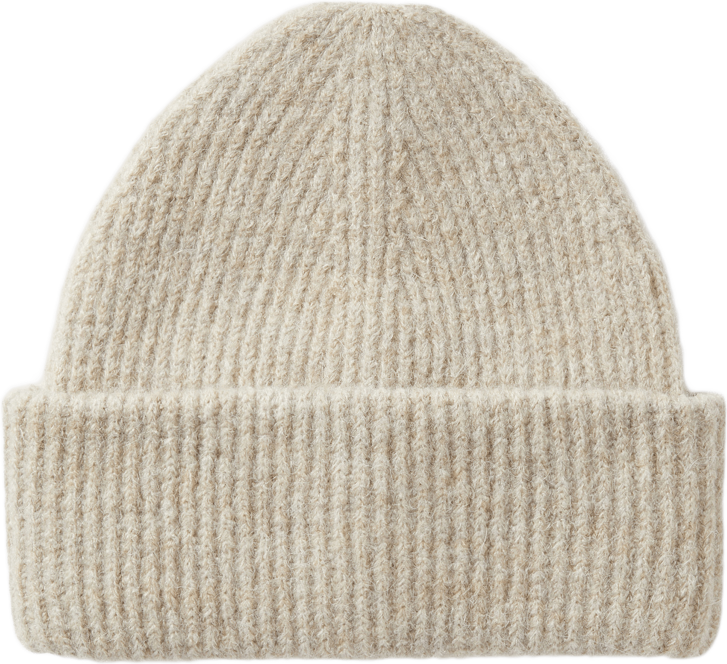 Tjockt stickad mössa JUNI, från Å WOMAN, i färgen Beige Melange.