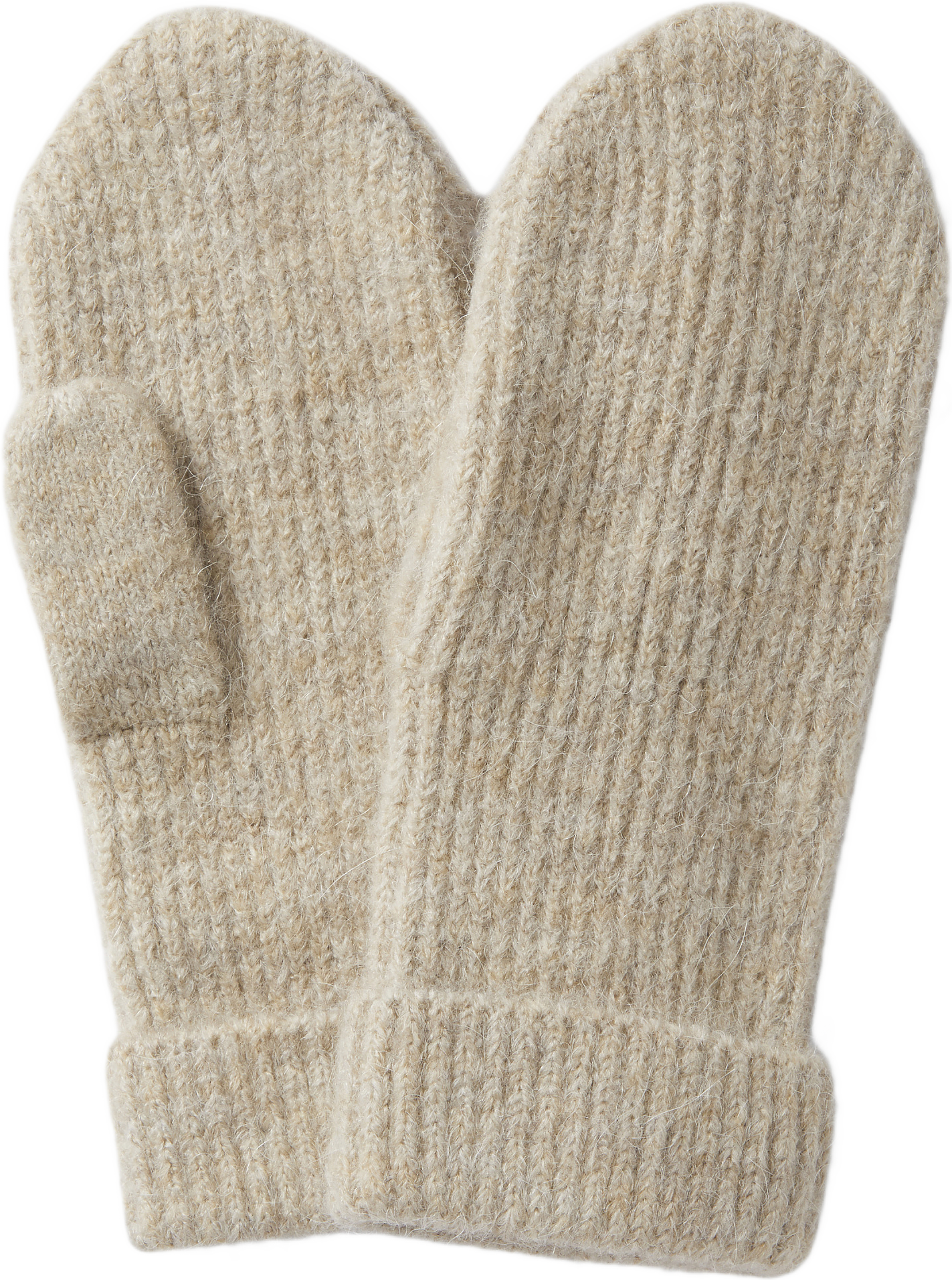 Ribbstickade tumvantar JUNI, från Å WOMAN, i färgen Beige Melange.