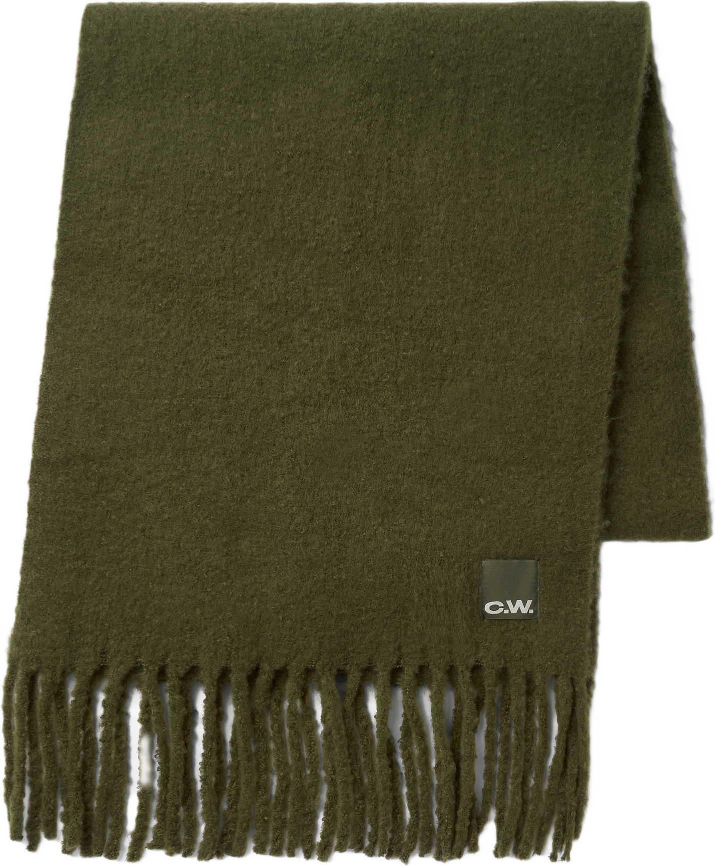 Stickad halsduk med fransar ADA, från Carin Wester, i färgen Dk Olive.