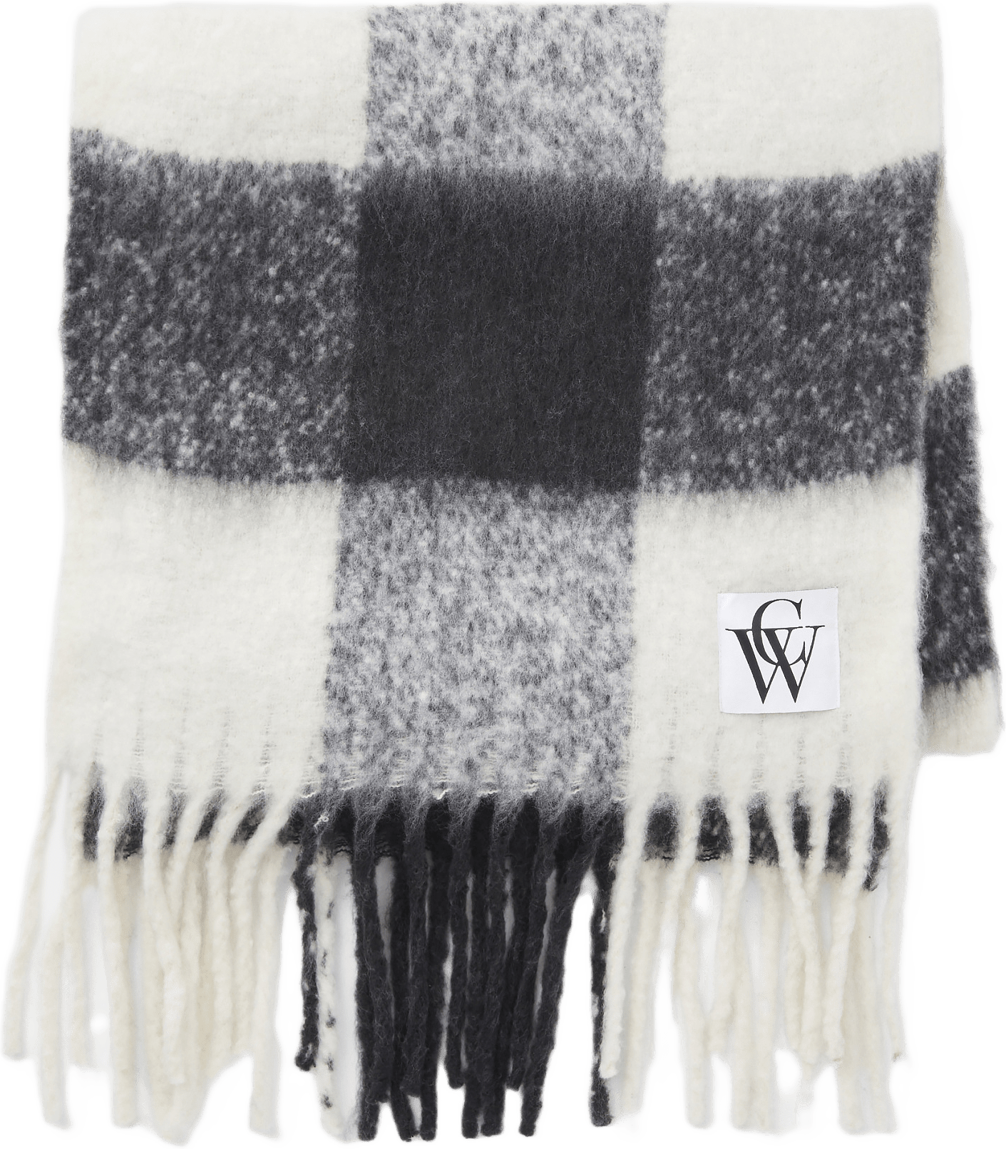 Stickad halsduk med fransar ADA, från Carin Wester, i färgen Black Check.