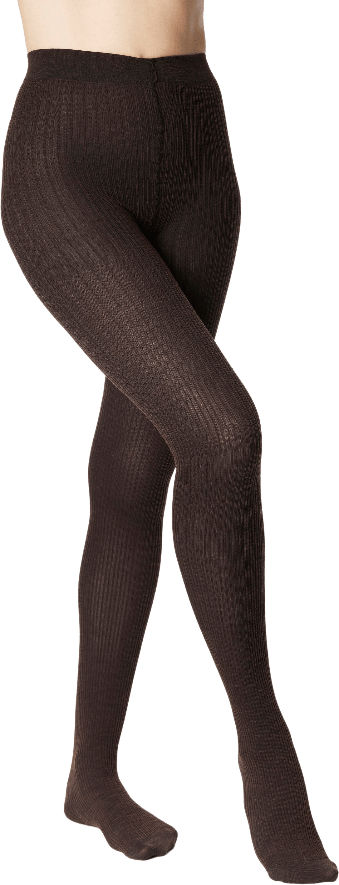 Ribbade strumpbyxor i ullmix, från Å WOMAN, i färgen Brown Melange.