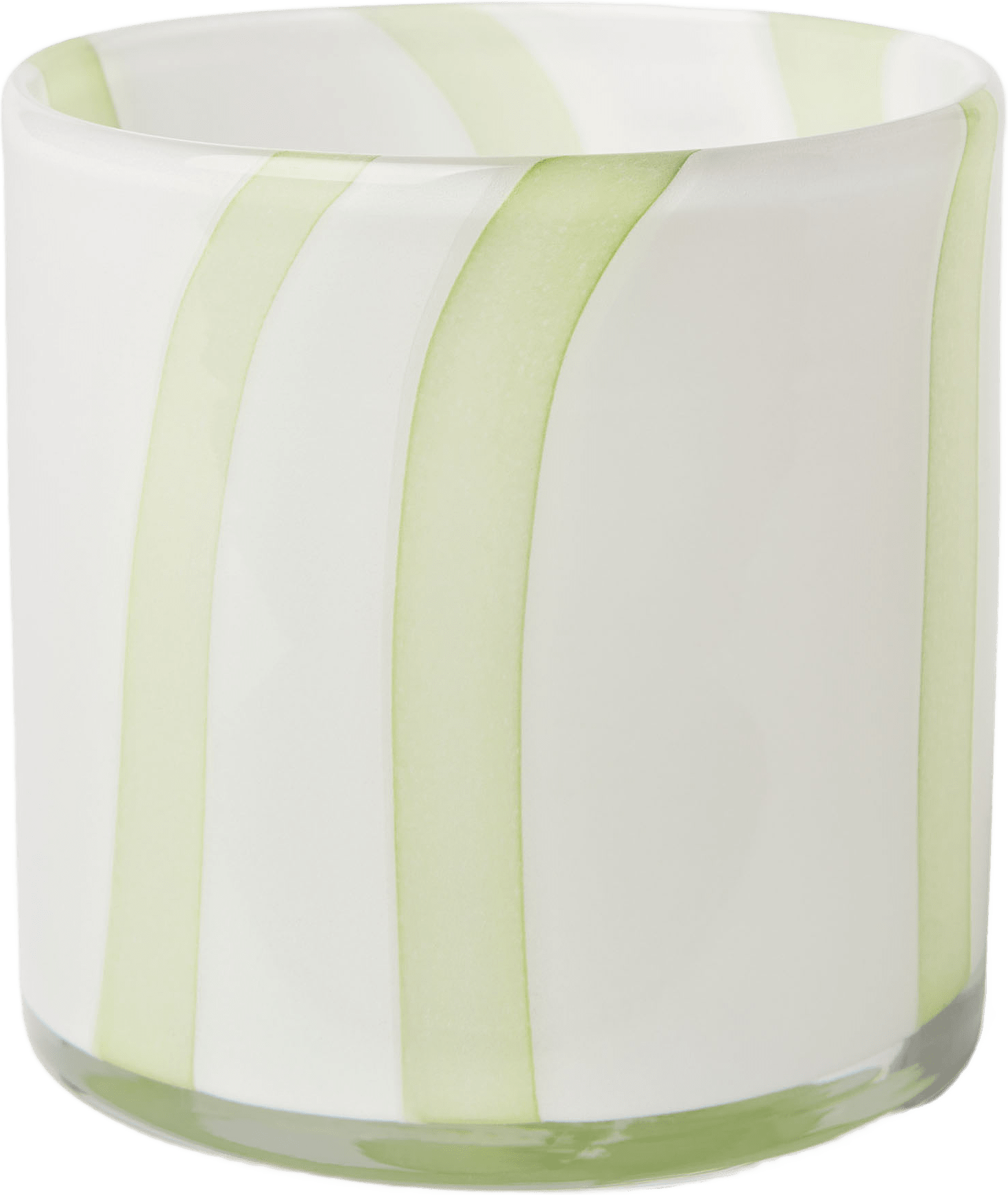 Ljuslykta LUMA STRIPE 10 cm, från Åhléns Home, i färgen White/Lime Green.
