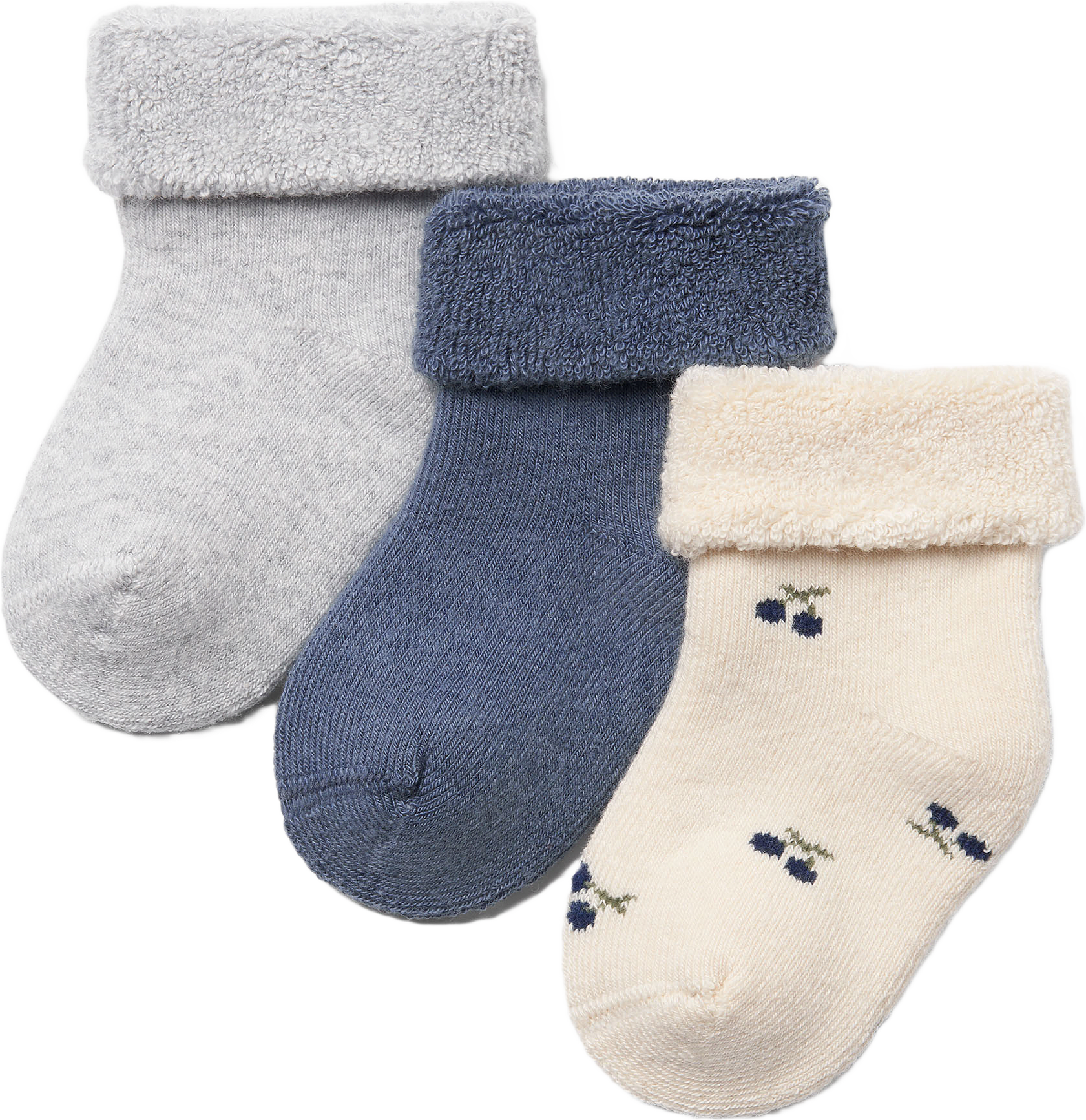 Babystrumpor i bomull TERRY, 3-pack, från Åhléns, i färgen Blue.