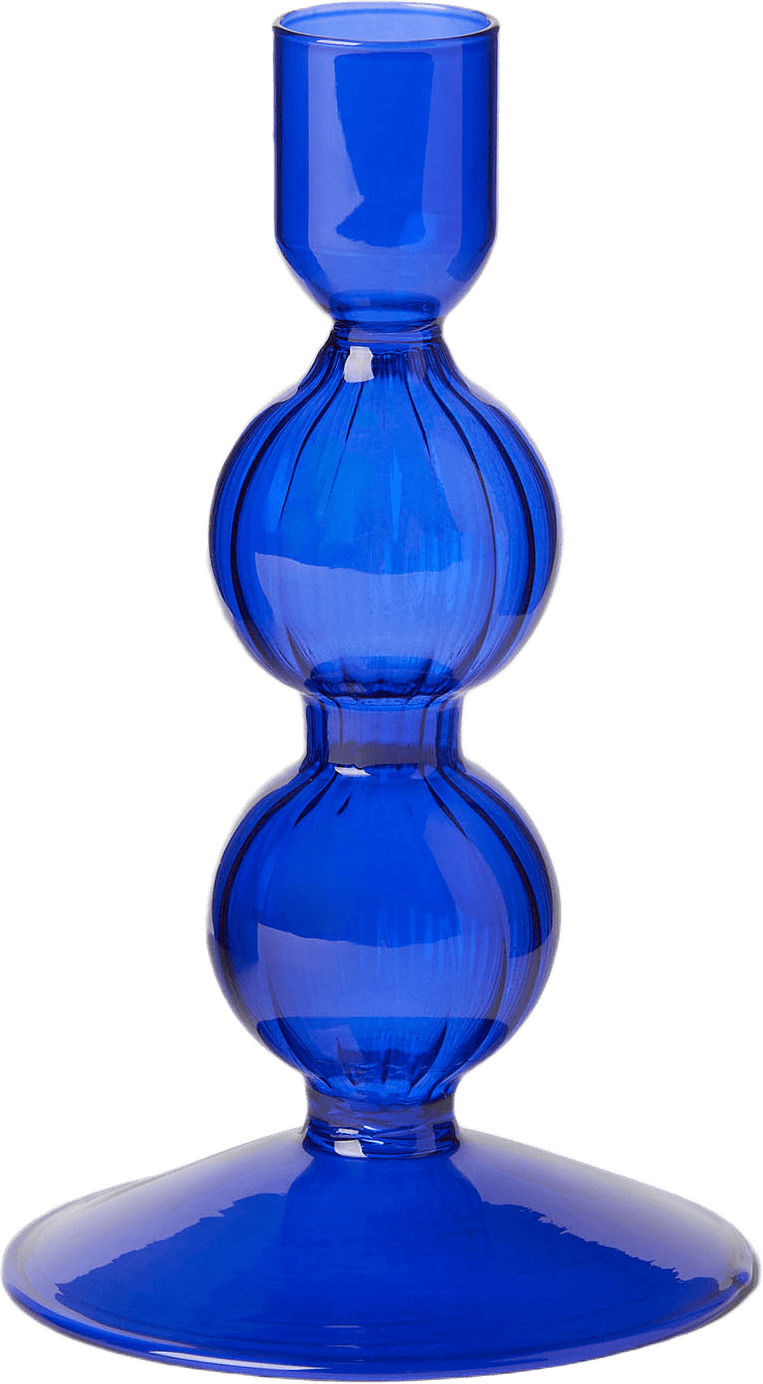 Ljusstake i glas SWIRL 13,5 cm, från MANO ATELIER, i färgen Dark Blue.