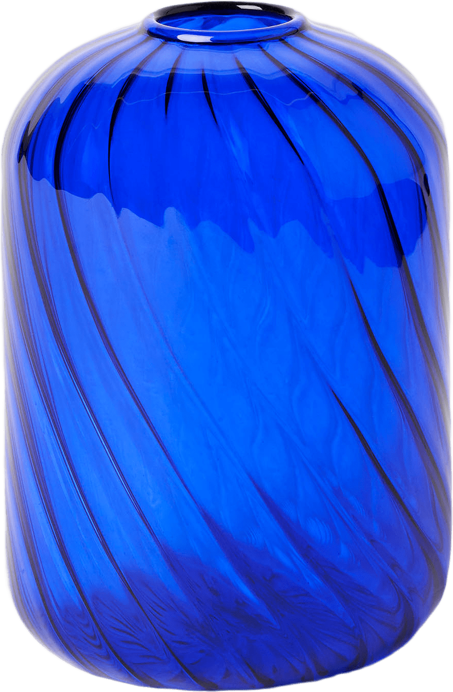 Glasvas SWIRL 10 cm, från MANO ATELIER, i färgen Dark Blue.