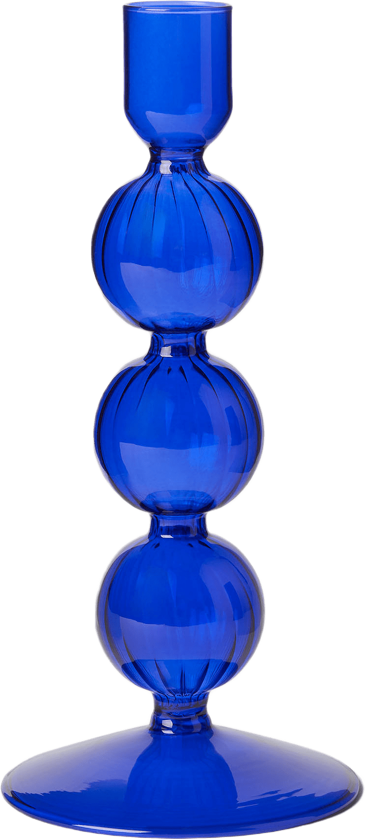 Ljusstake i glas SWIRL 21,5 cm, från MANO ATELIER, i färgen Dark Blue.