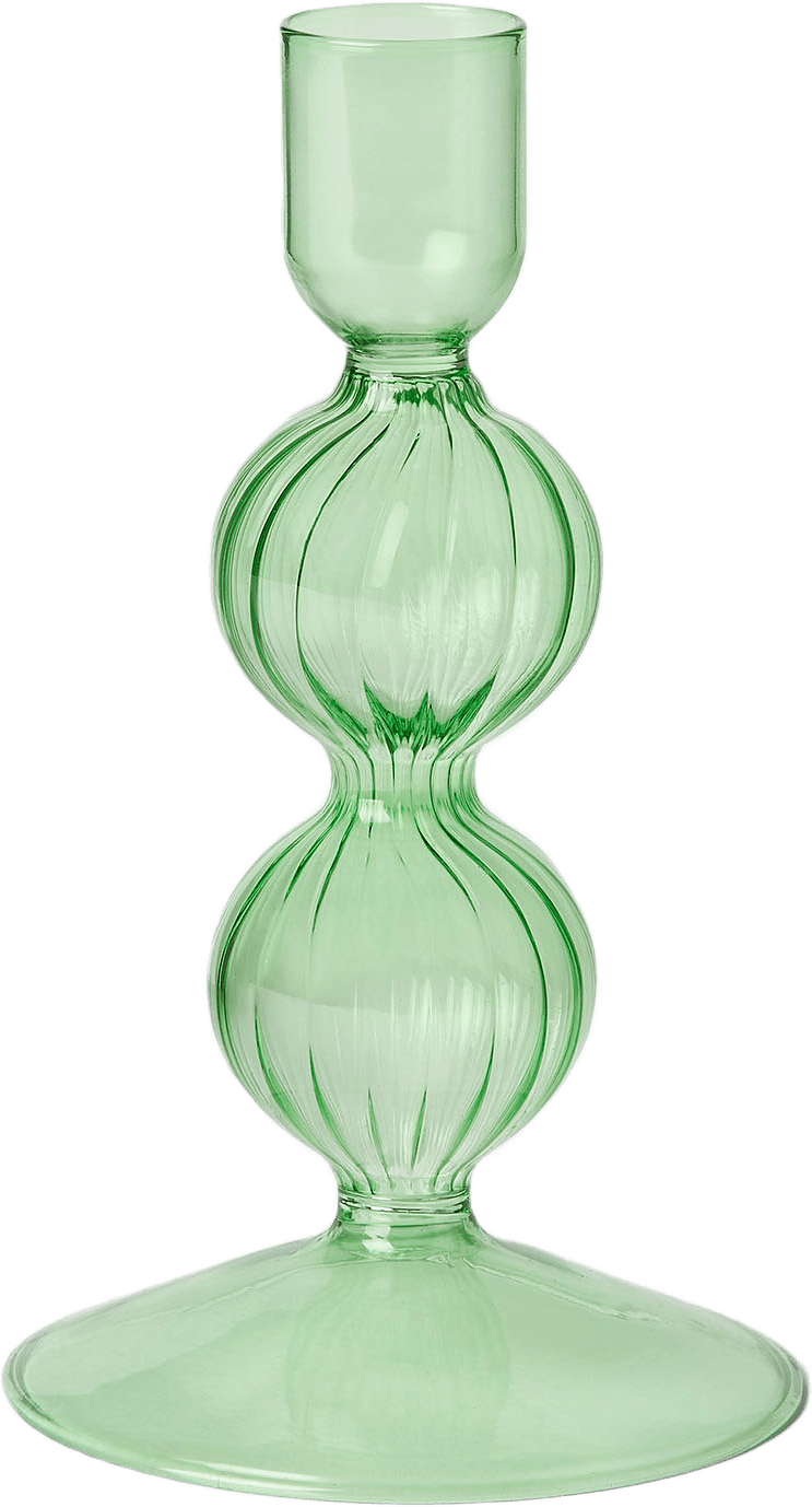 Ljusstake i glas SWIRL 13,5 cm, från MANO ATELIER, i färgen Green.