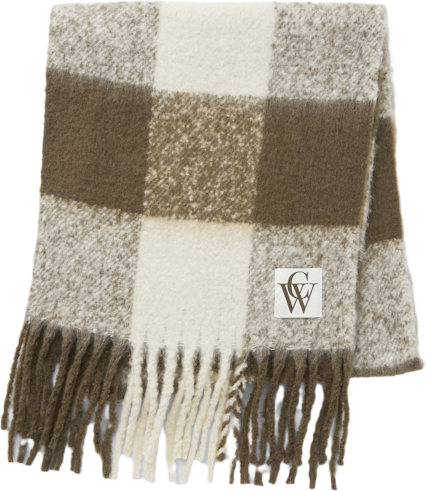 Stickad halsduk med fransar ADA, från Carin Wester, i färgen Brown/White.