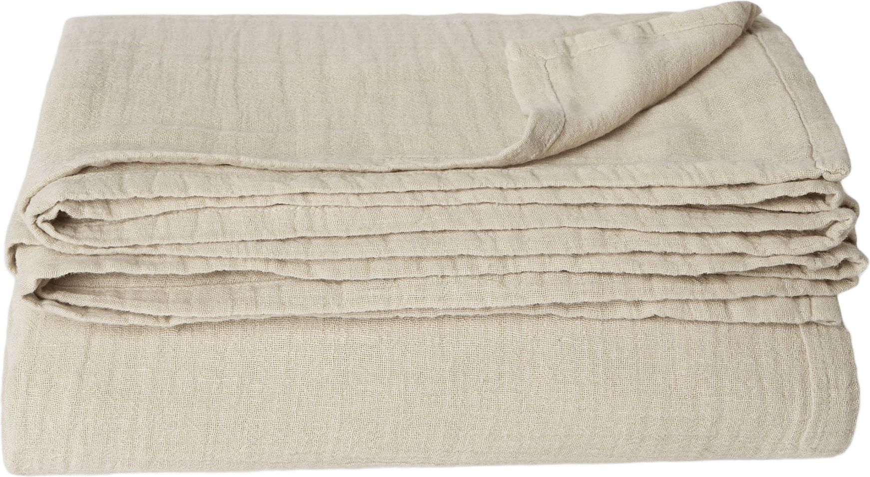 Överkast i linnemix LEVINA 260x250 cm, från Åhléns Home, i färgen Beige.