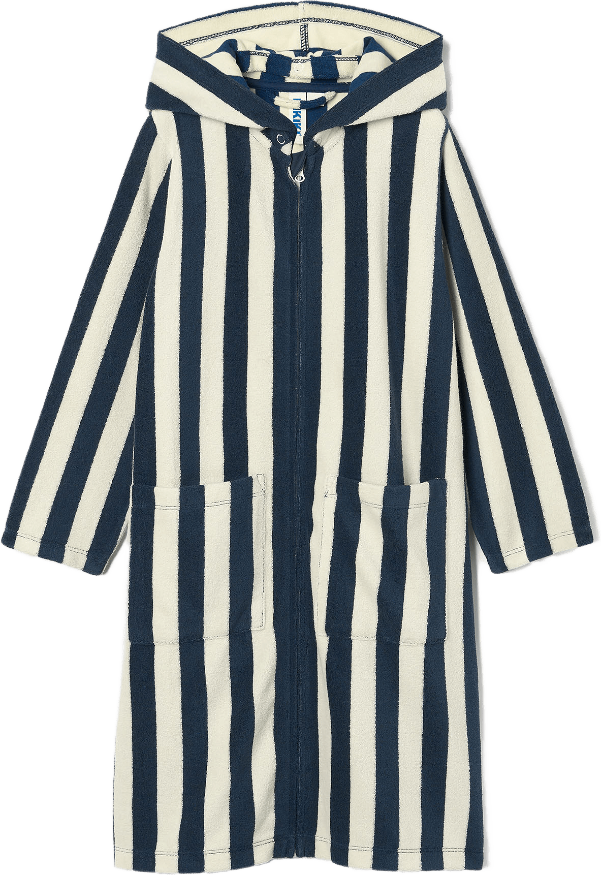 Badrock i frotté TINTIN, från RIKIKI, i färgen Navy Stripe.