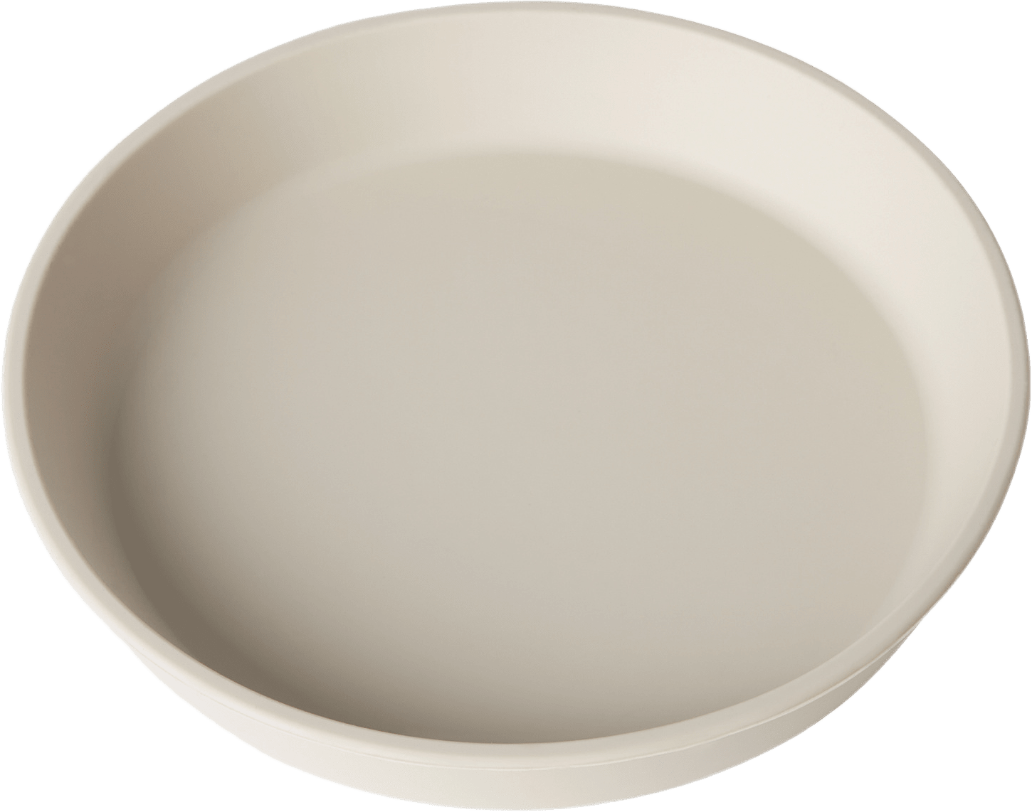 Tallrik i silikon, från Åhléns, i färgen Offwhite.