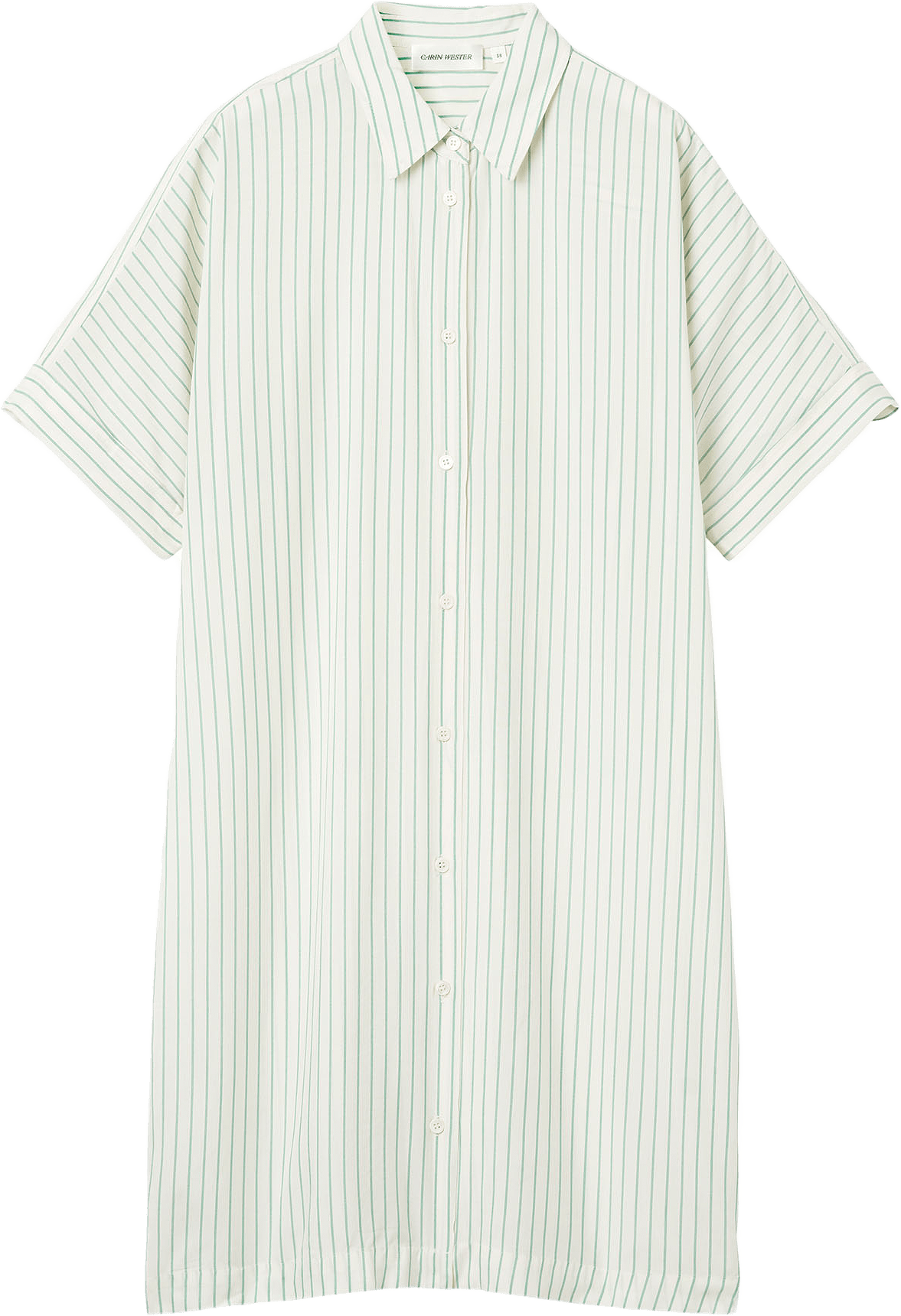 Skjortklänning i viskos LINA, från Carin Wester, i färgen Green Stripe.