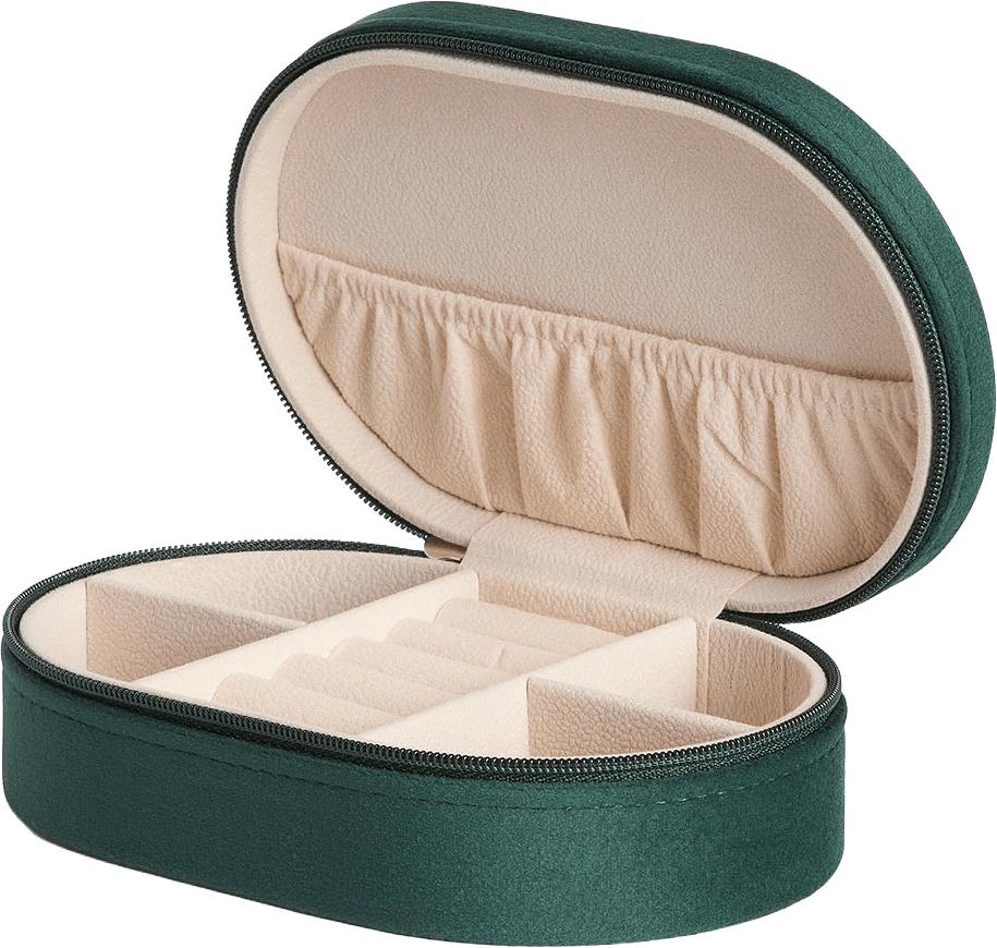 Smyckeskrin med dragkedja JUDITH, från Åhléns Home, i färgen Dark Green.